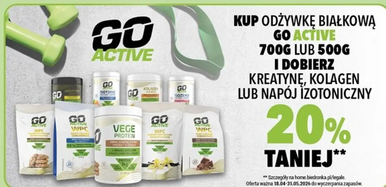 Odżywka białkowa GO ACTIVE 700g lub 500g i dobierz kreatynę, kolagen lub napój izotoniczny
