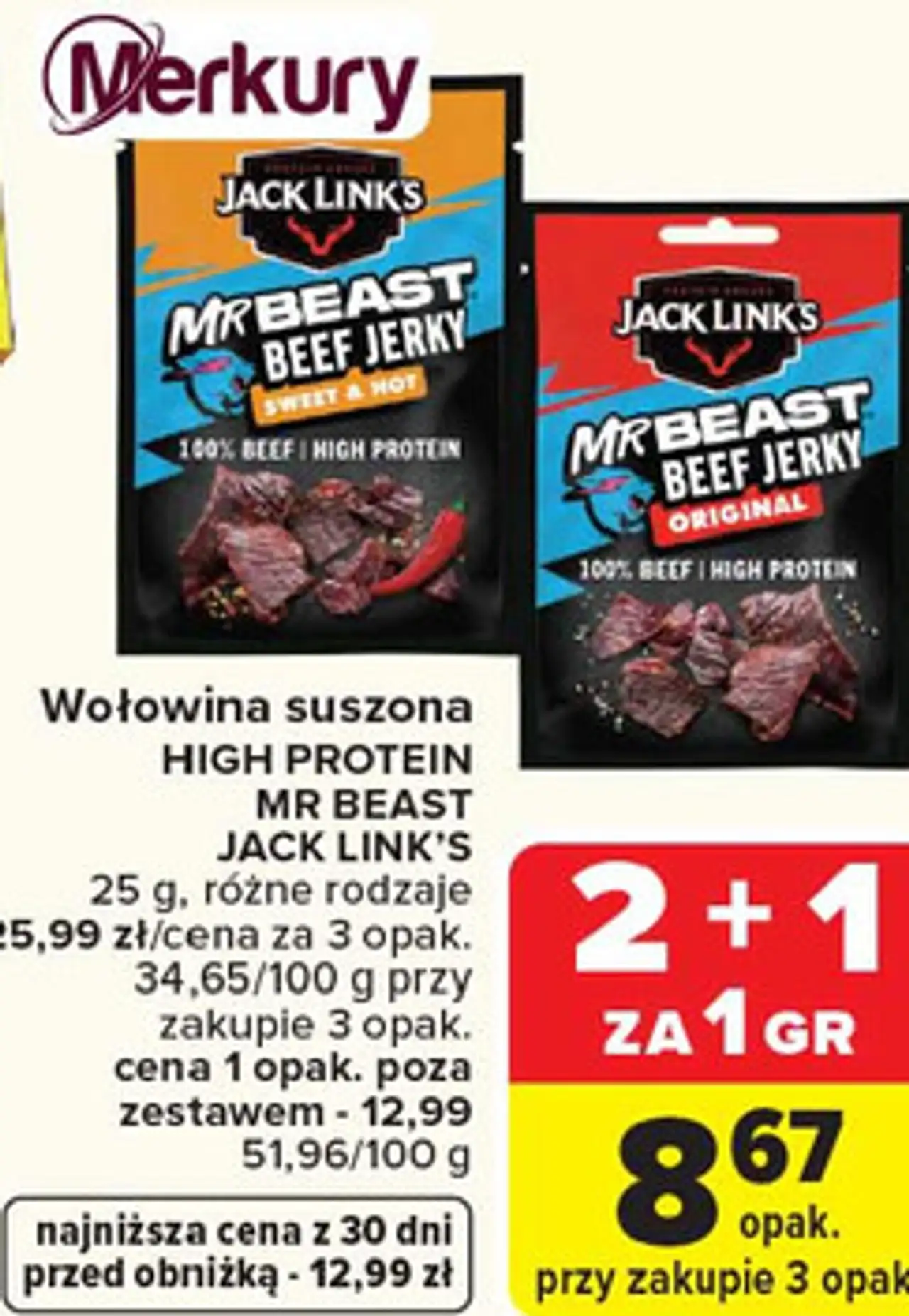 Wołowina suszona HIGH PROTEIN MR BEAST JACK LINK'S