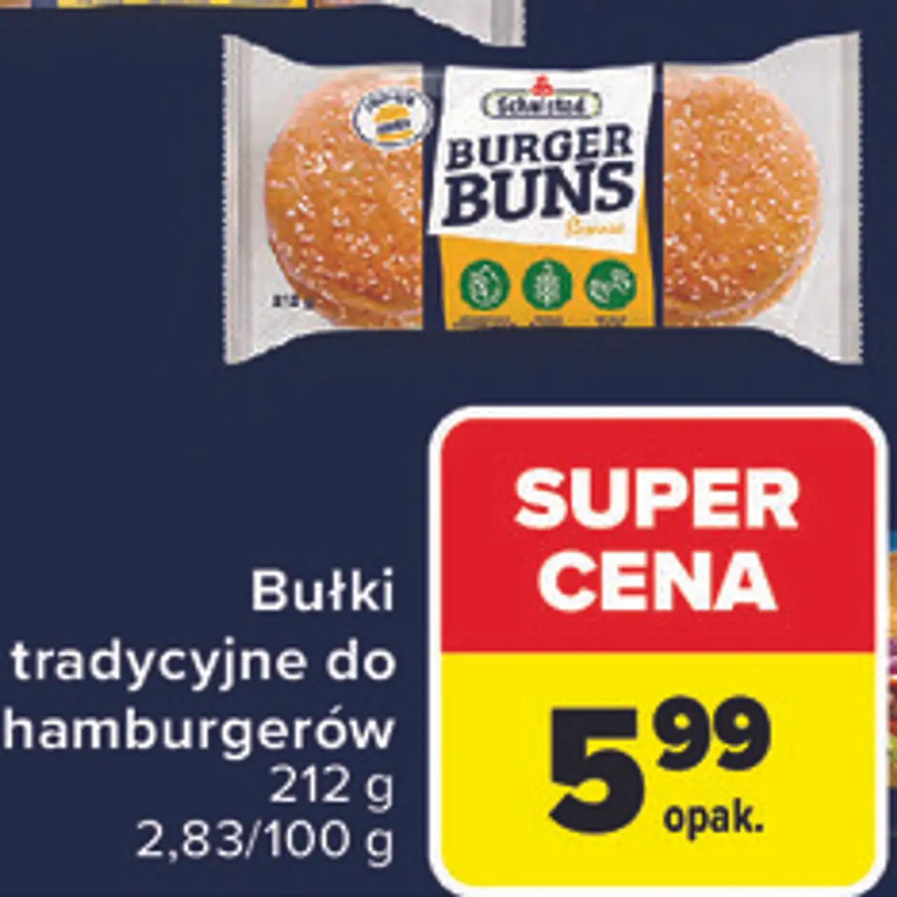 Bułki tradycyjne do hamburgerów Schulstad 212 g