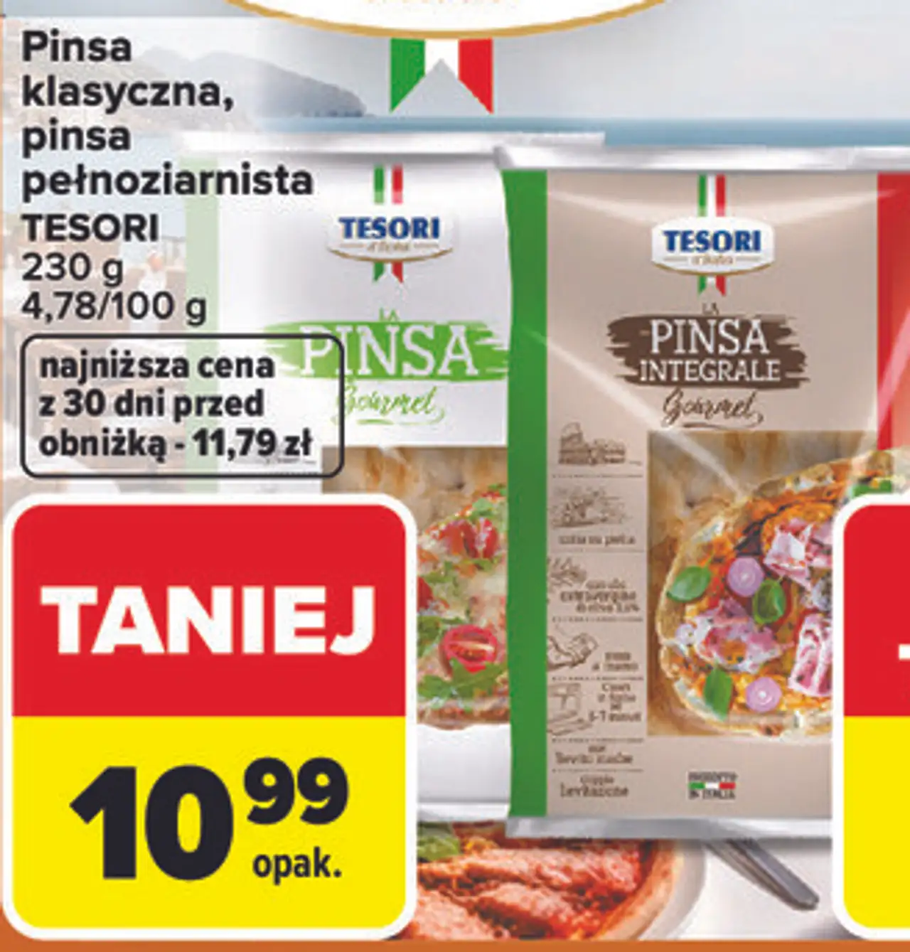 Pinsa klasyczna, pinsa pełnoziarnista TESORI 230 g