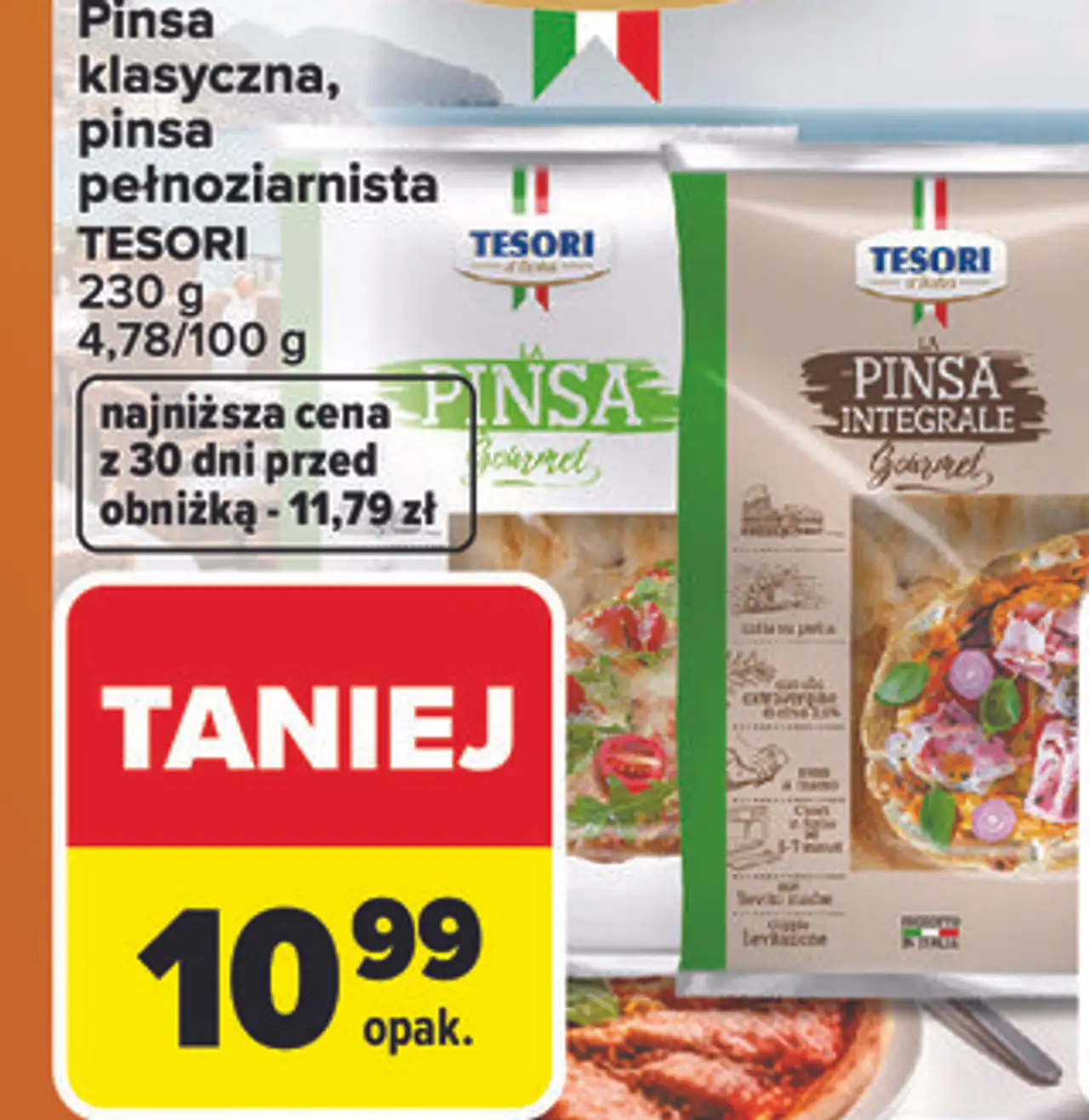 Pinsa klasyczna, pinsa pełnoziarnista TESORI