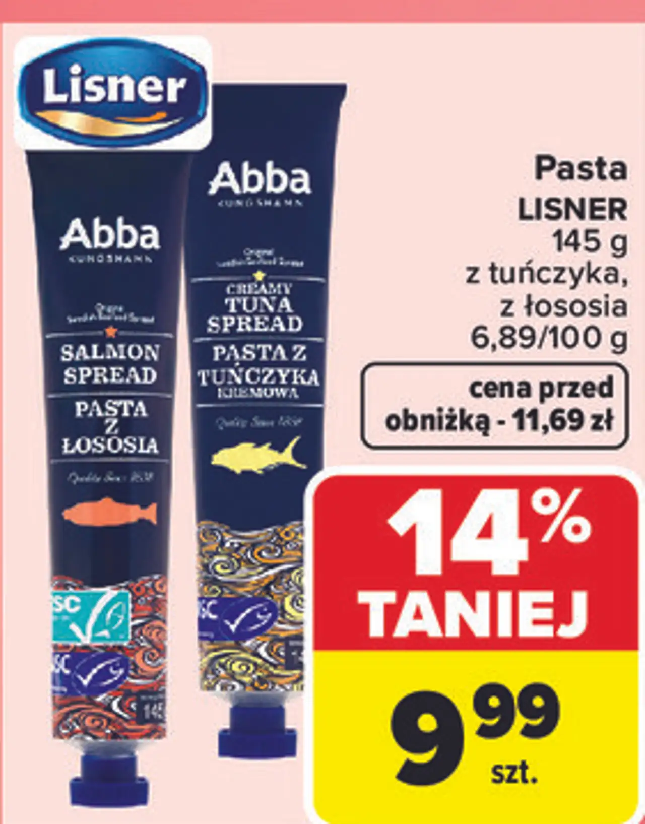 Pasta LISNER 145 g z tuńczyka, z łososia