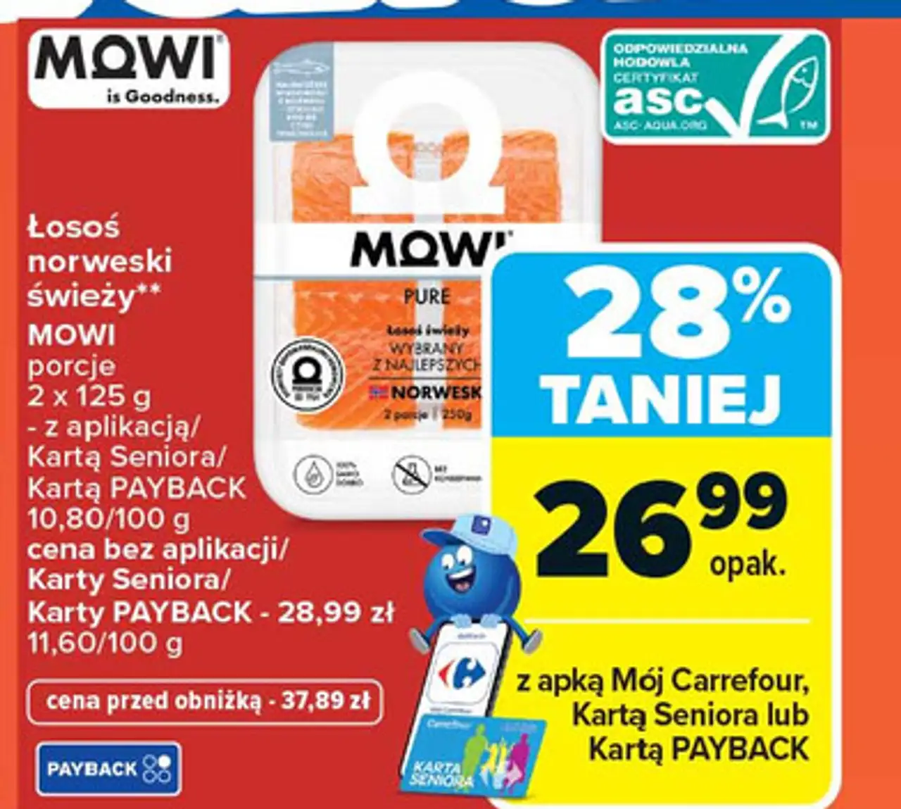 Łosoś norweski świeży** MOWI porcje 2 x 125 g