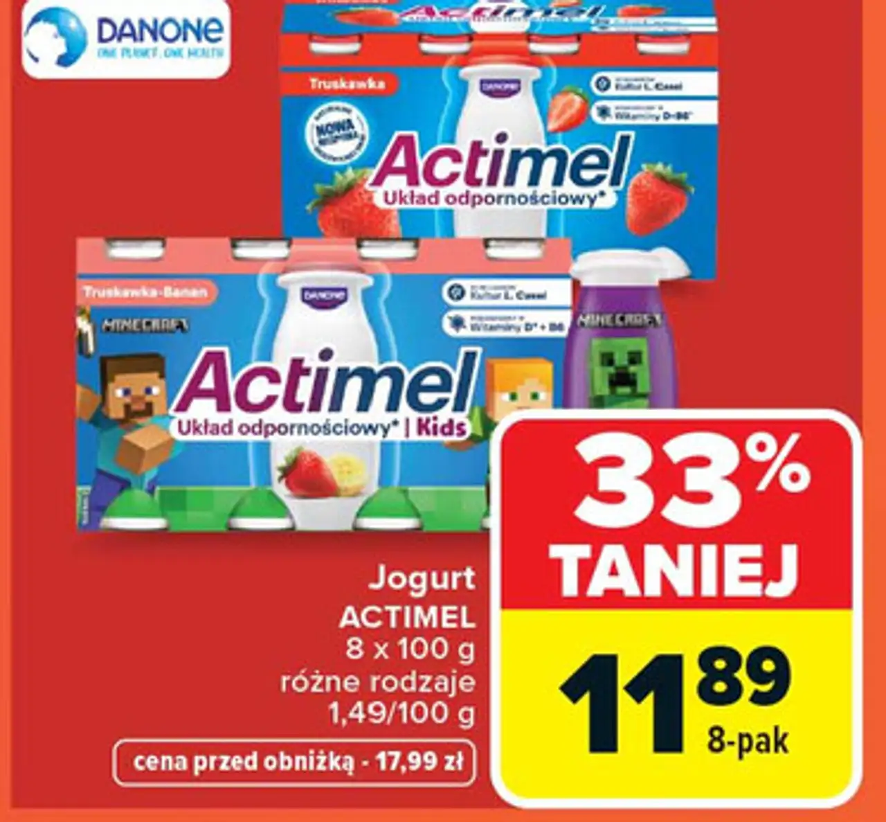 Jogurt ACTIMEL 8 x 100 g różne rodzaje