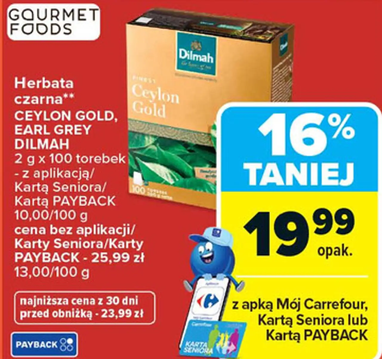 Herbata czarna CEYLON GOLD, EARL GREY DILMAH 2 g x 100 torebek