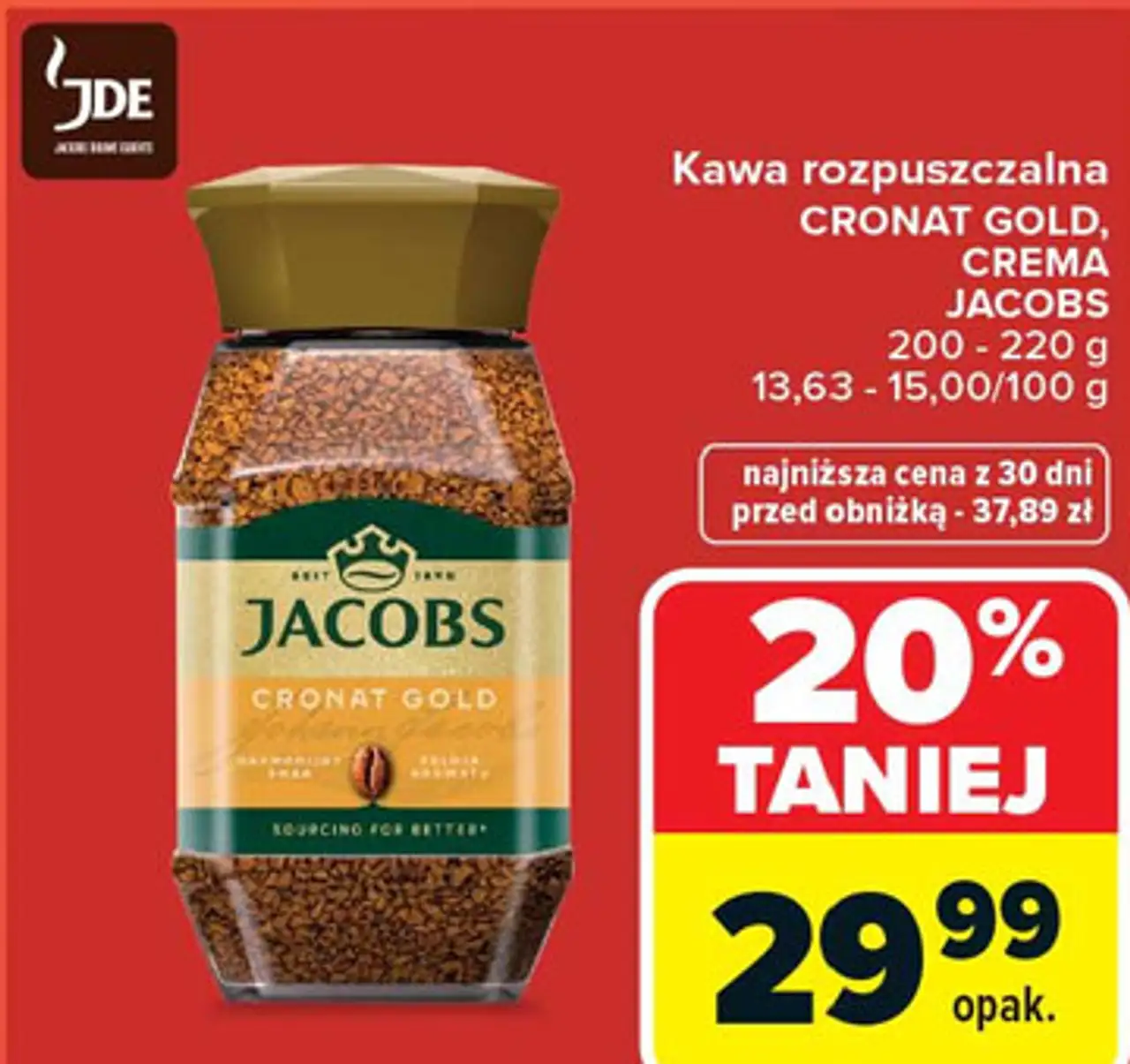 Kawa rozpuszczalna CRONAT GOLD, CREMA JACOBS 200 - 220 g