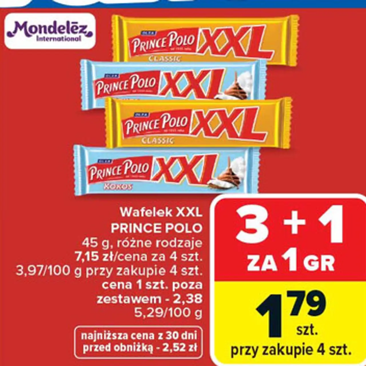 Wafelek XXL PRINCE POLO 45 g, różne rodzaje