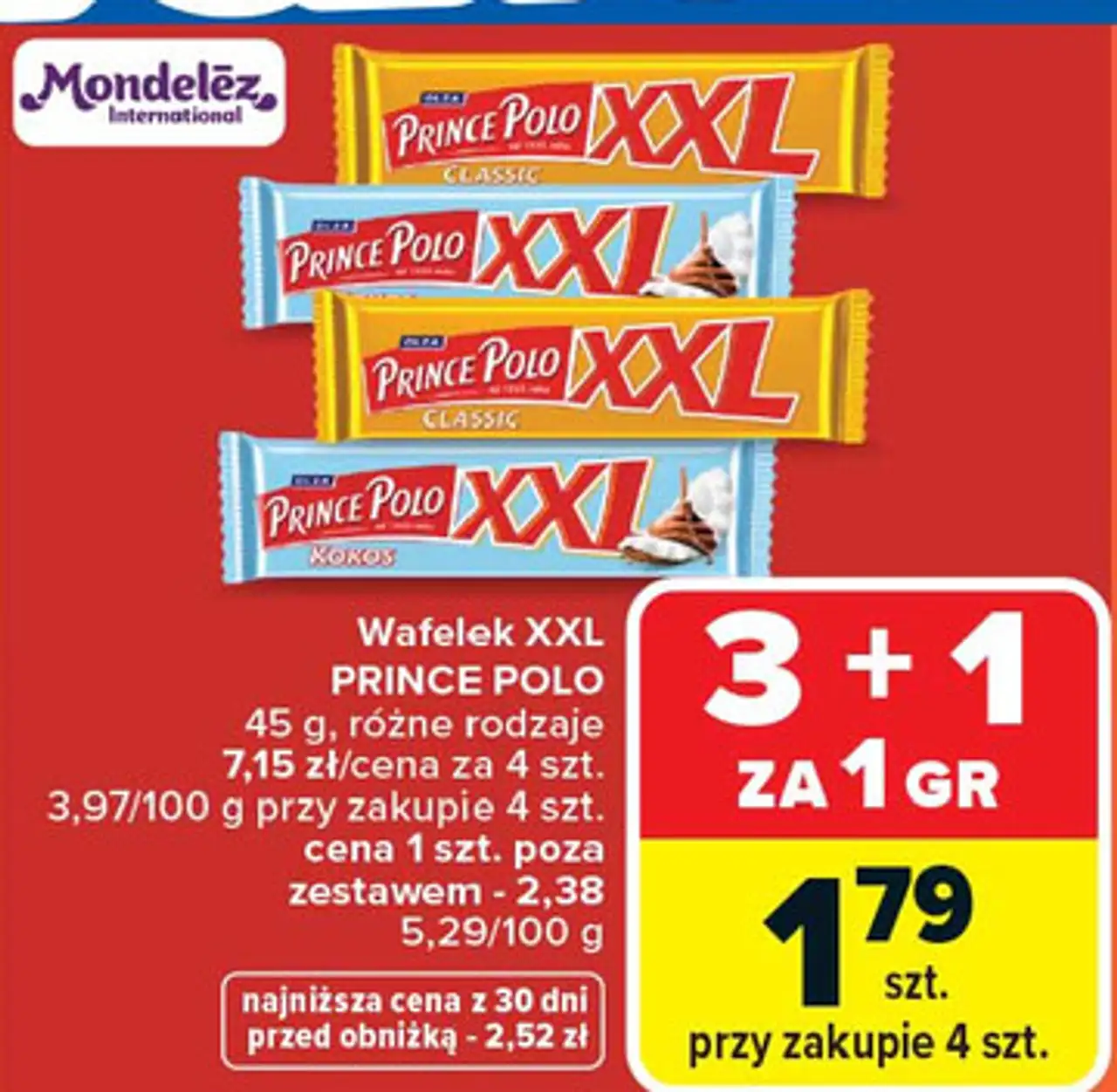 Wafelek XXL PRINCE POLO 45 g, różne rodzaje