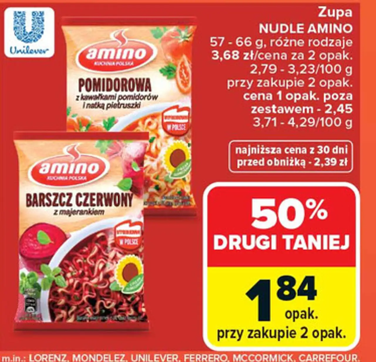Zupa NUDLE AMINO 57 - 66 g, różne rodzaje