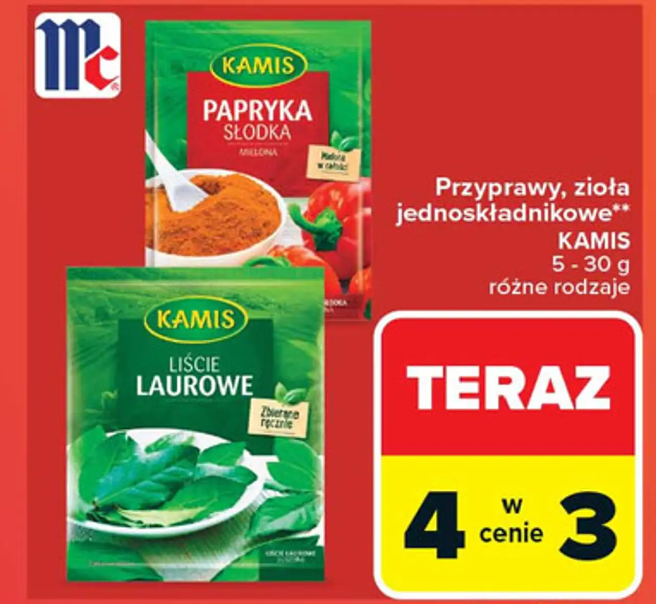 Przyprawy, zioła jednoskładnikowe** KAMIS 5 - 30 g różne rodzaje