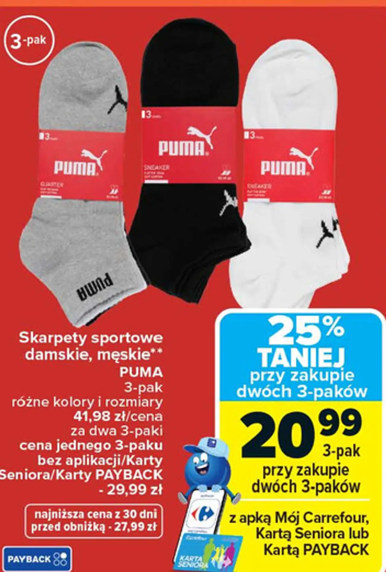 Skarpety sportowe damskie, męskie** PUMA 3-pak