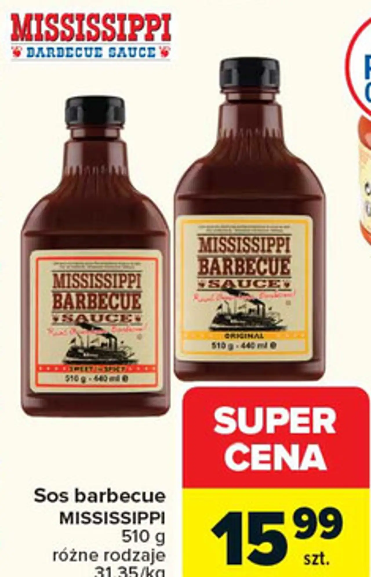 Sos barbecue MISSISSIPPI różne rodzaje 510 g