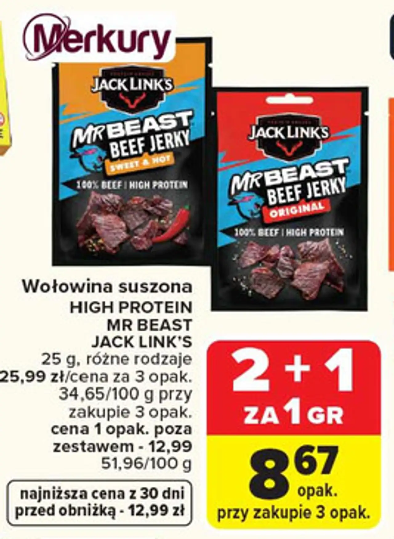 Wołowina suszona HIGH PROTEIN MR BEAST JACK LINK'S