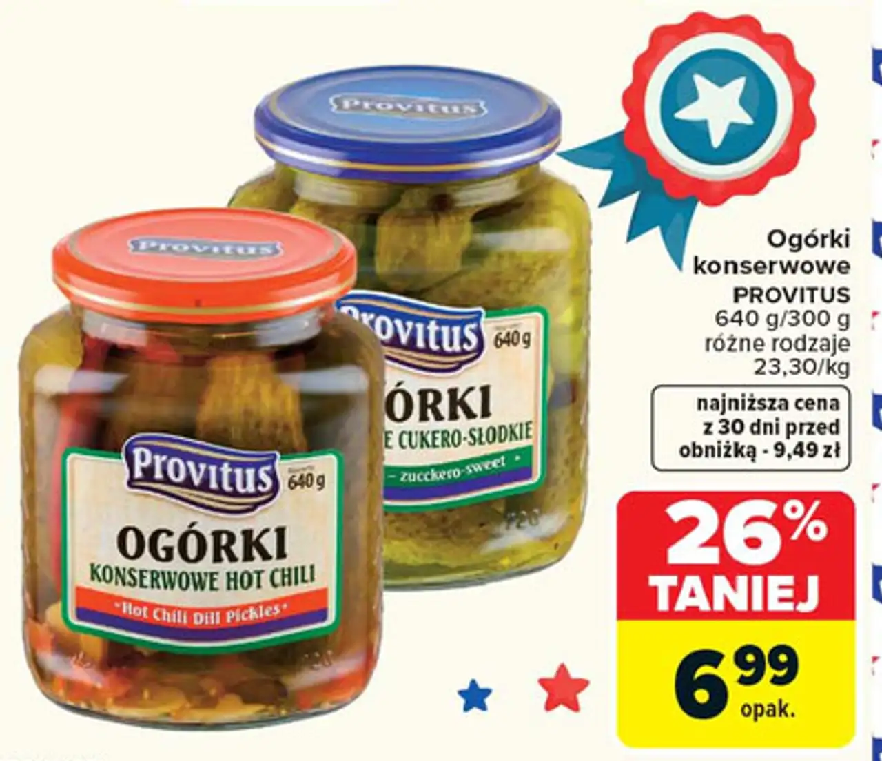 Ogórki konserwowe PROVITUS 640 g/300 g różne rodzaje