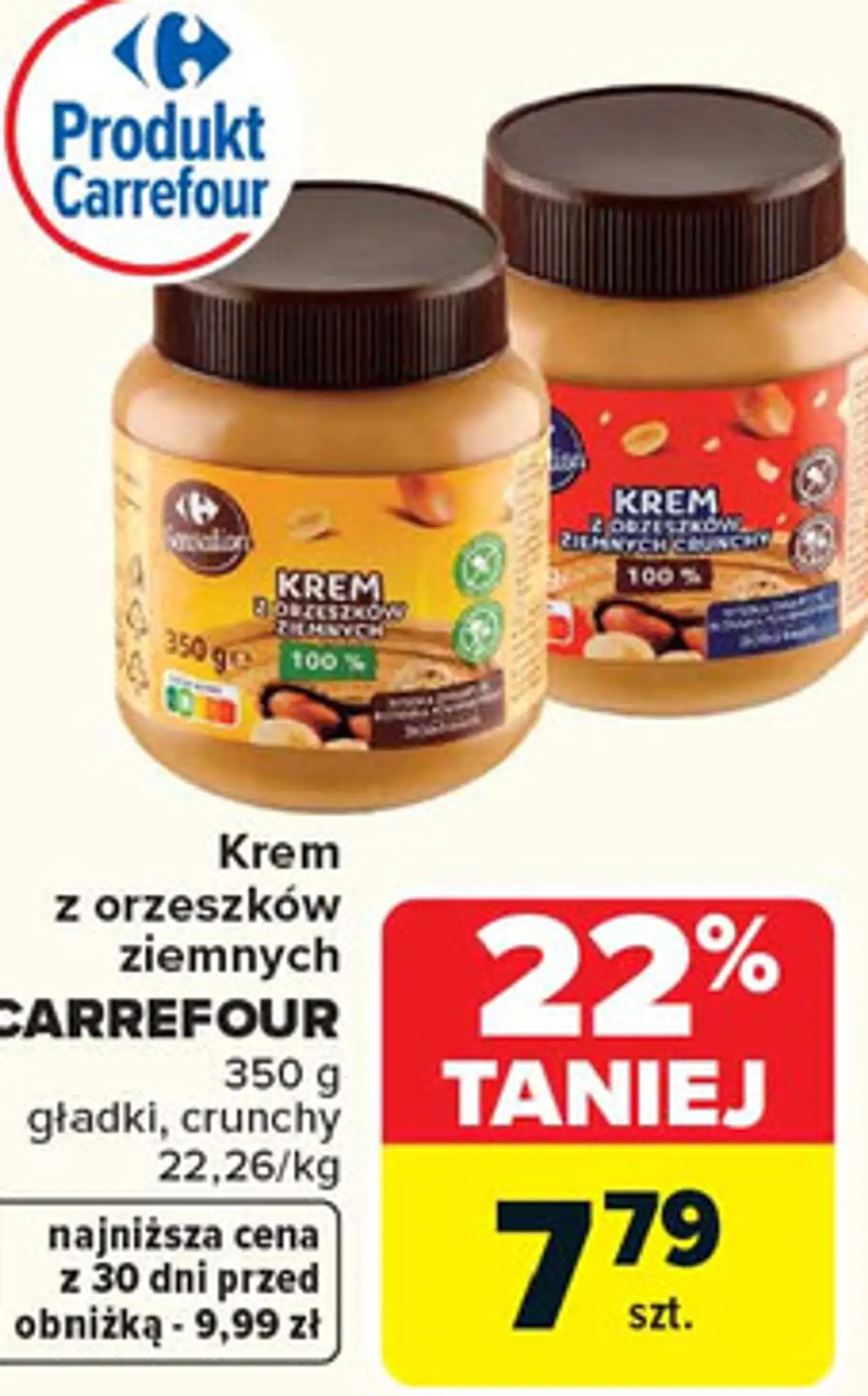Krem z orzeszków ziemnych CARREFOUR 350 g gładki, crunchy