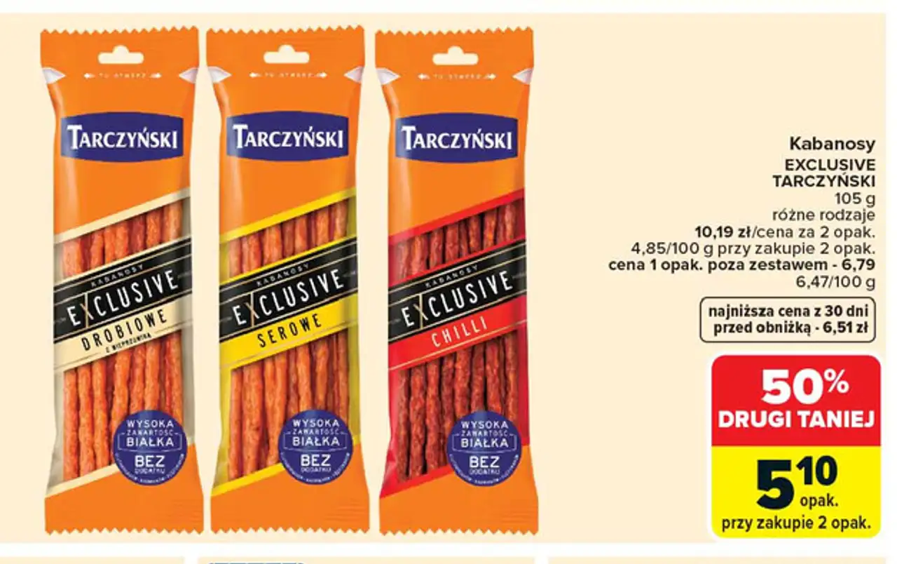 Kabanosy EXCLUSIVE TARCZYŃSKI 105 g różne rodzaje