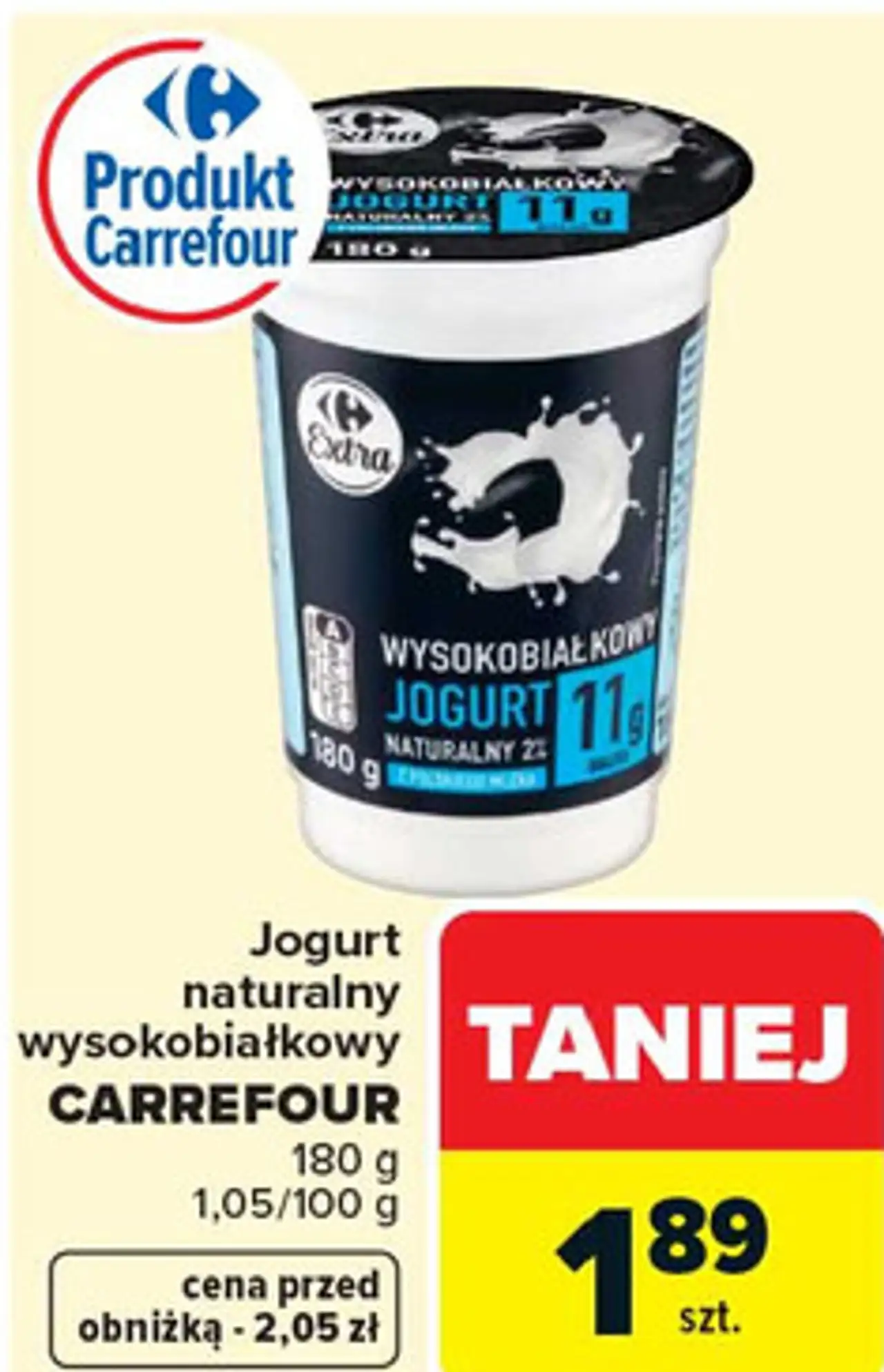 Jogurt naturalny wysokobiałkowy CARREFOUR