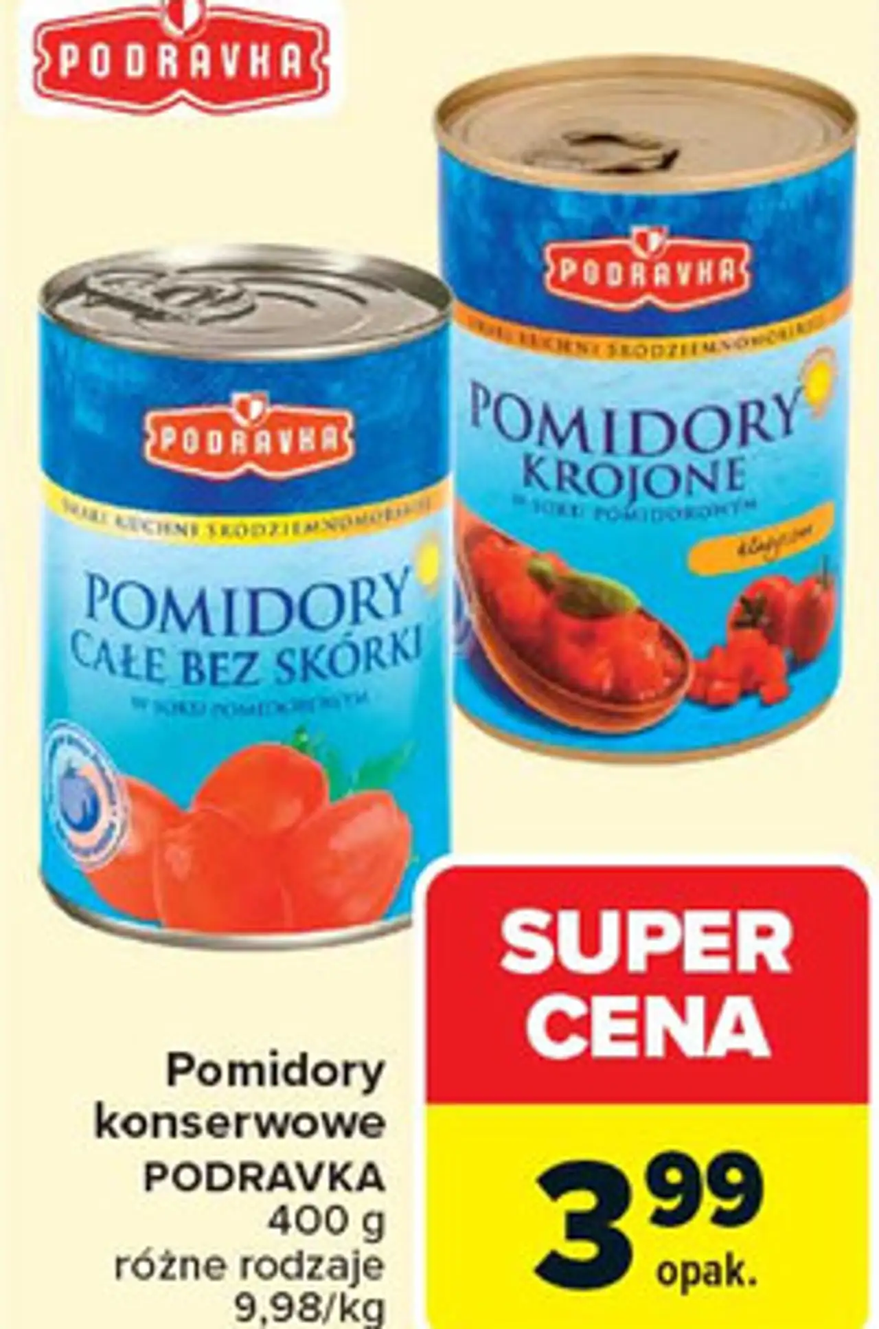 Pomidory konserwowe PODRAVKA różne rodzaje