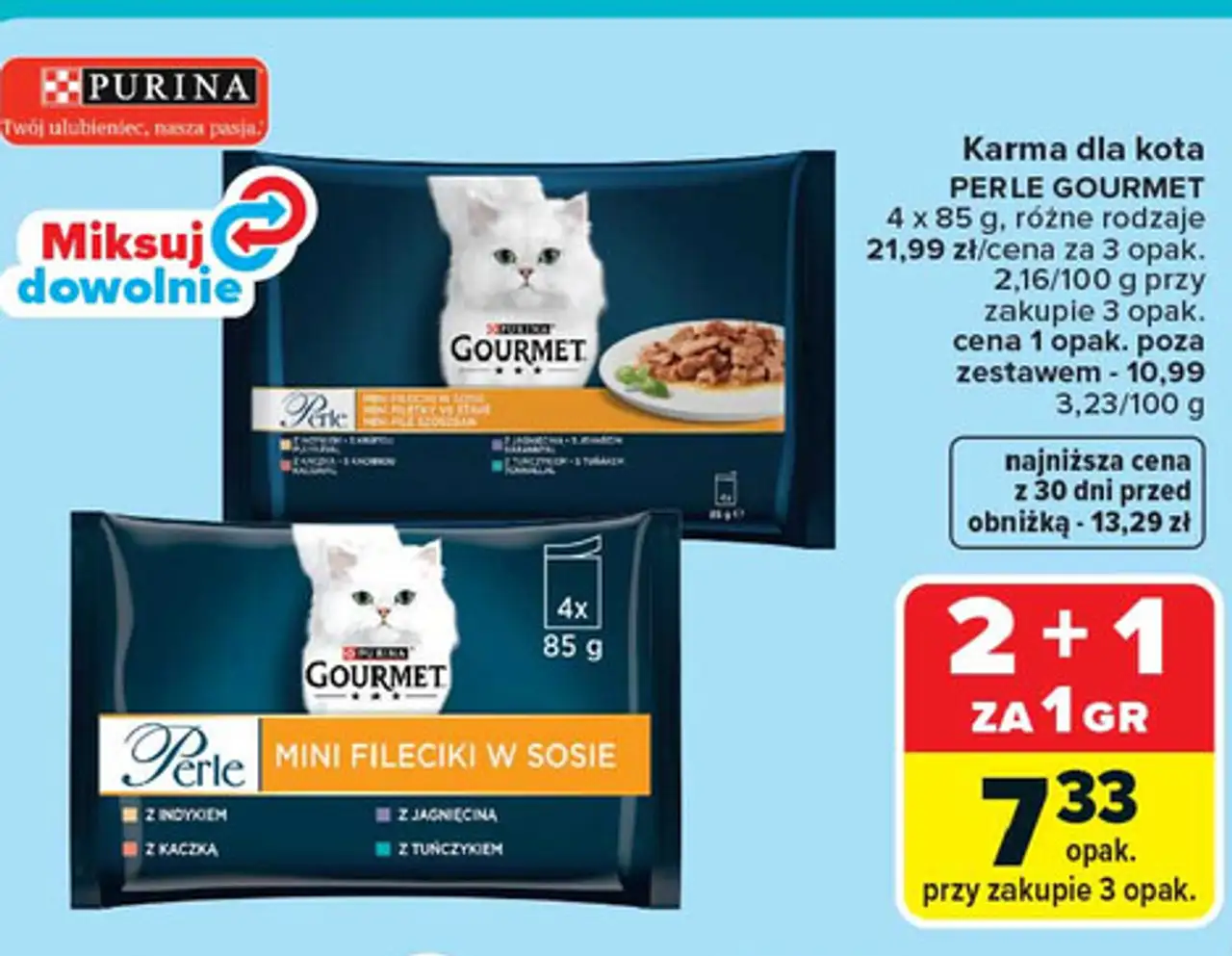 Karma dla kota PERLE GOURMET 4 x 85 g, różne rodzaje