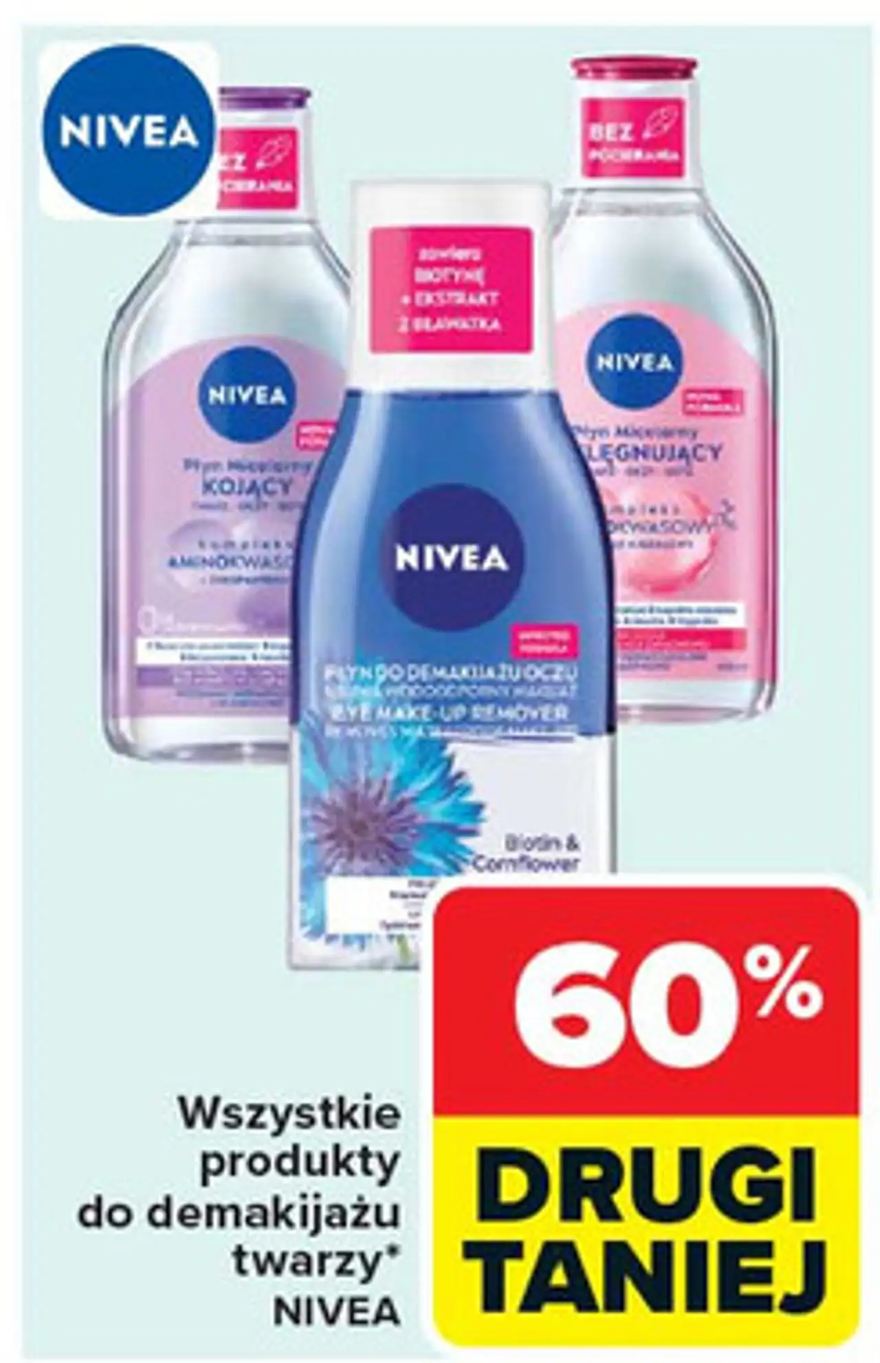 Płyn do demakijażu oczu dwufazowy usuwa wodoodporny makijaż biotyna i ekstrakt z bławatka Nivea