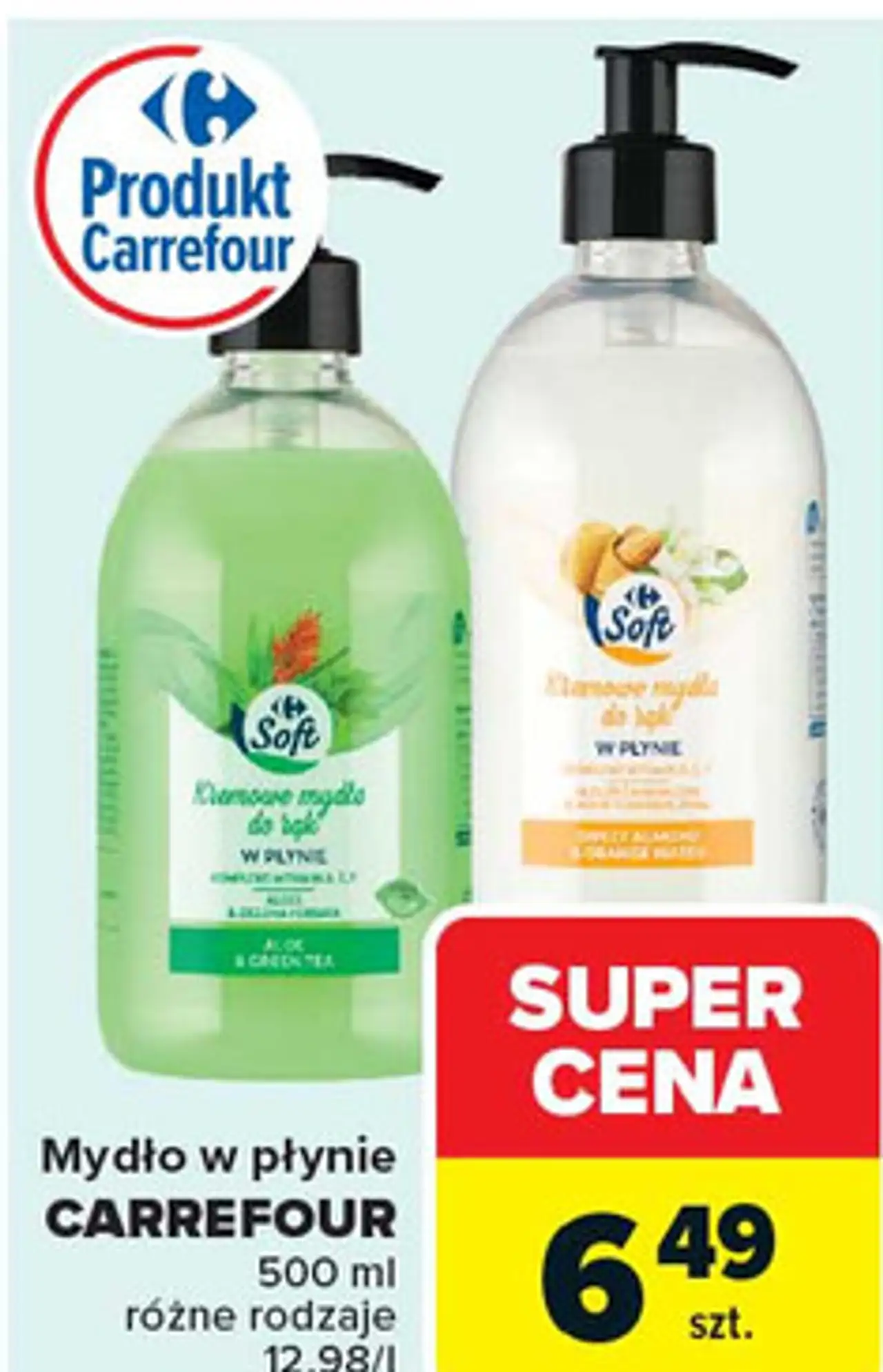 Mydło w płynie CARREFOUR 500 ml różne rodzaje 12,98/l