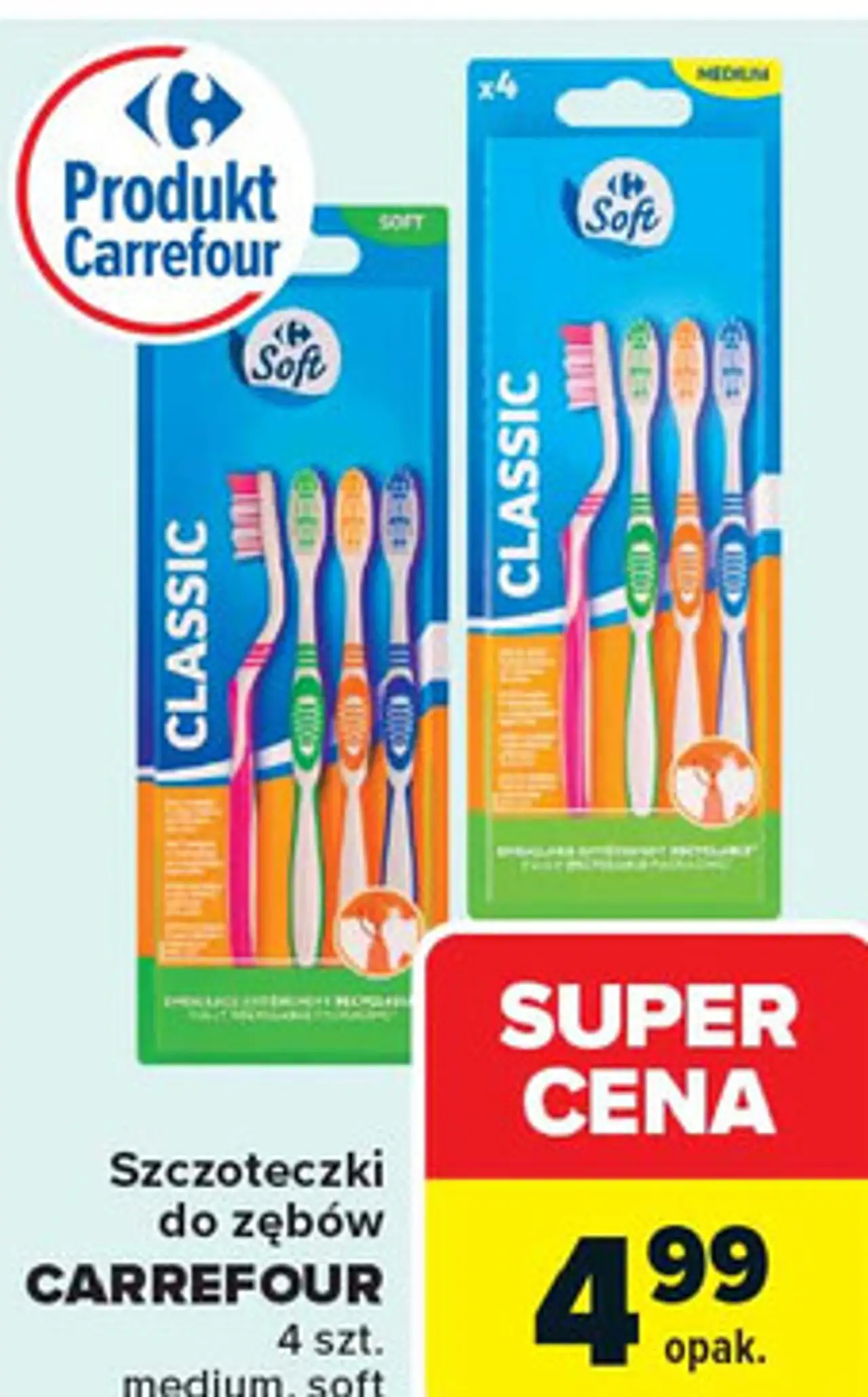 Szczoteczki do zębów CARREFOUR 4 szt. medium, soft
