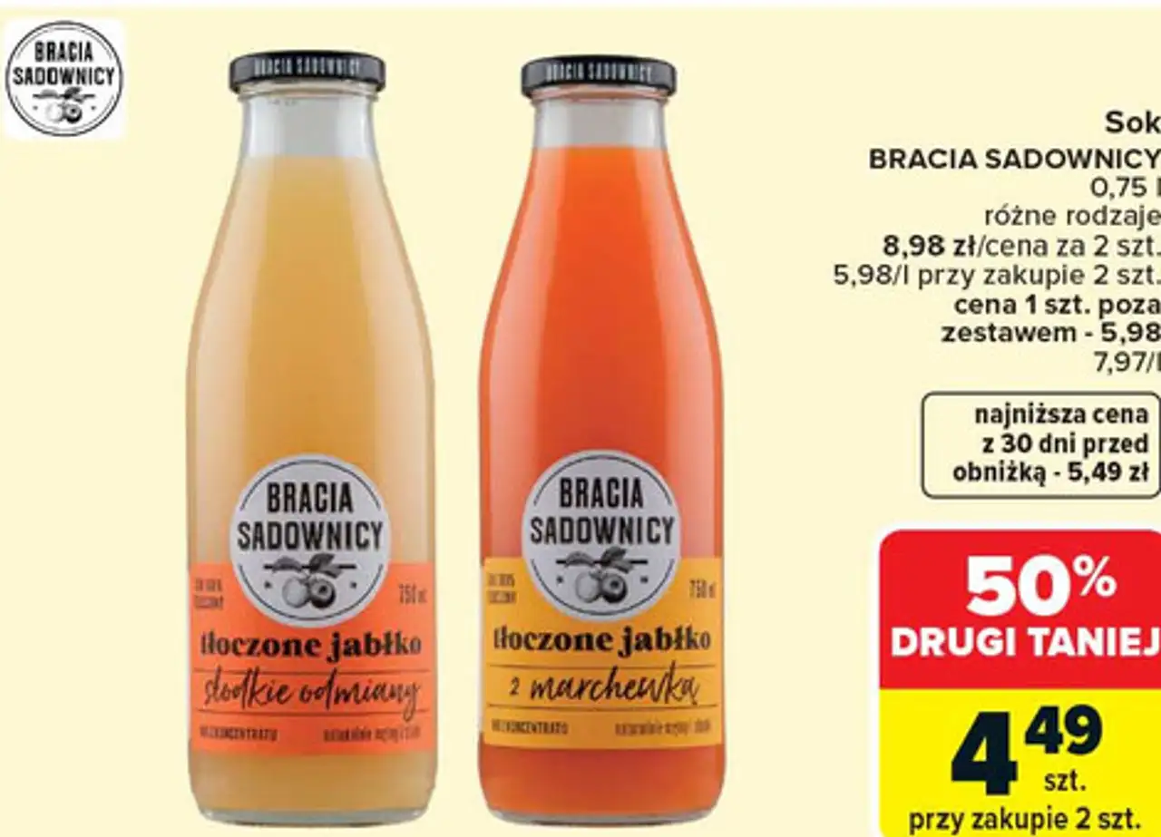 Sok BRACIA SADOWNICY 0,75 l, różne rodzaje