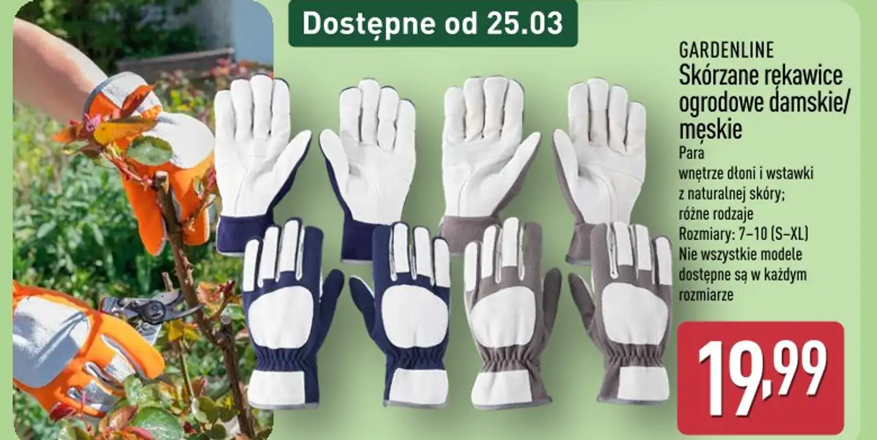 GARDENLINE Skórzane rękawice ogrodowe damskie/męskie