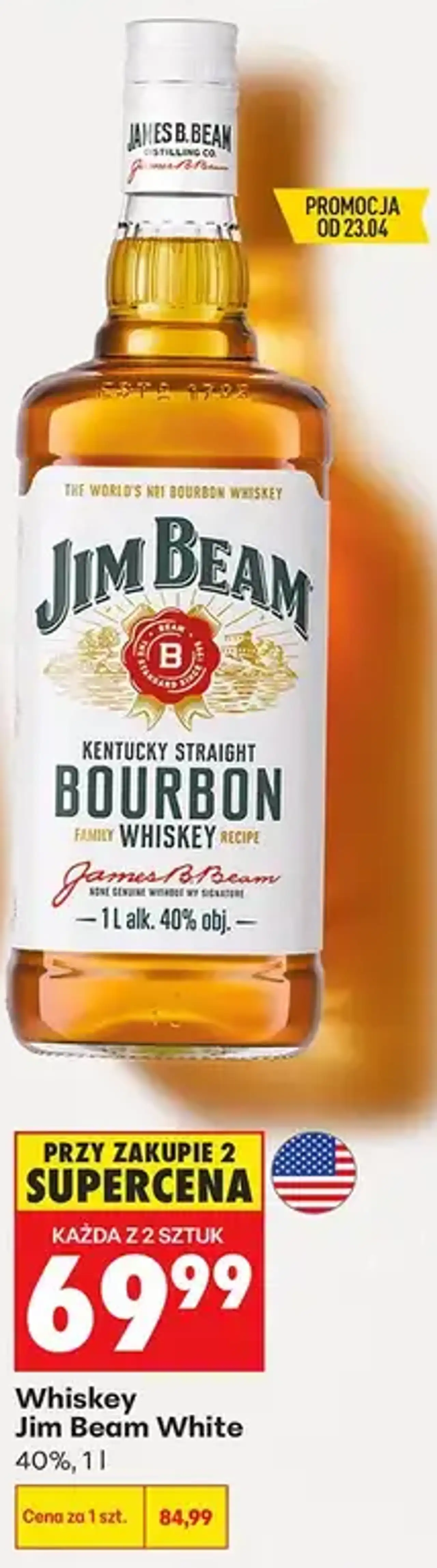 Whiskey Jim Beam White 40%, 1 l