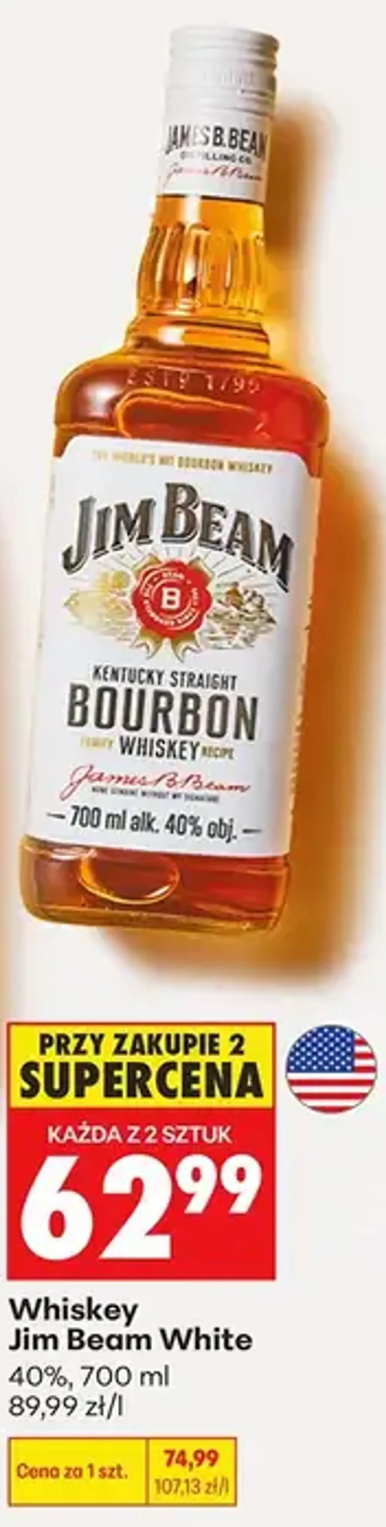 Whiskey Jim Beam White 40%, 700 ml