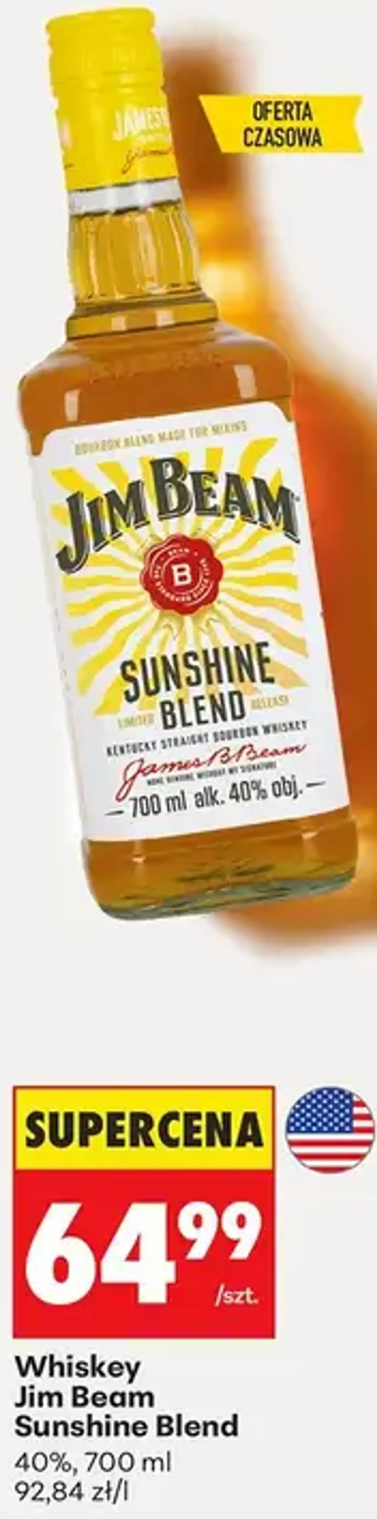 Whiskey Jim Beam Sunshine Blend 40%, 700 ml