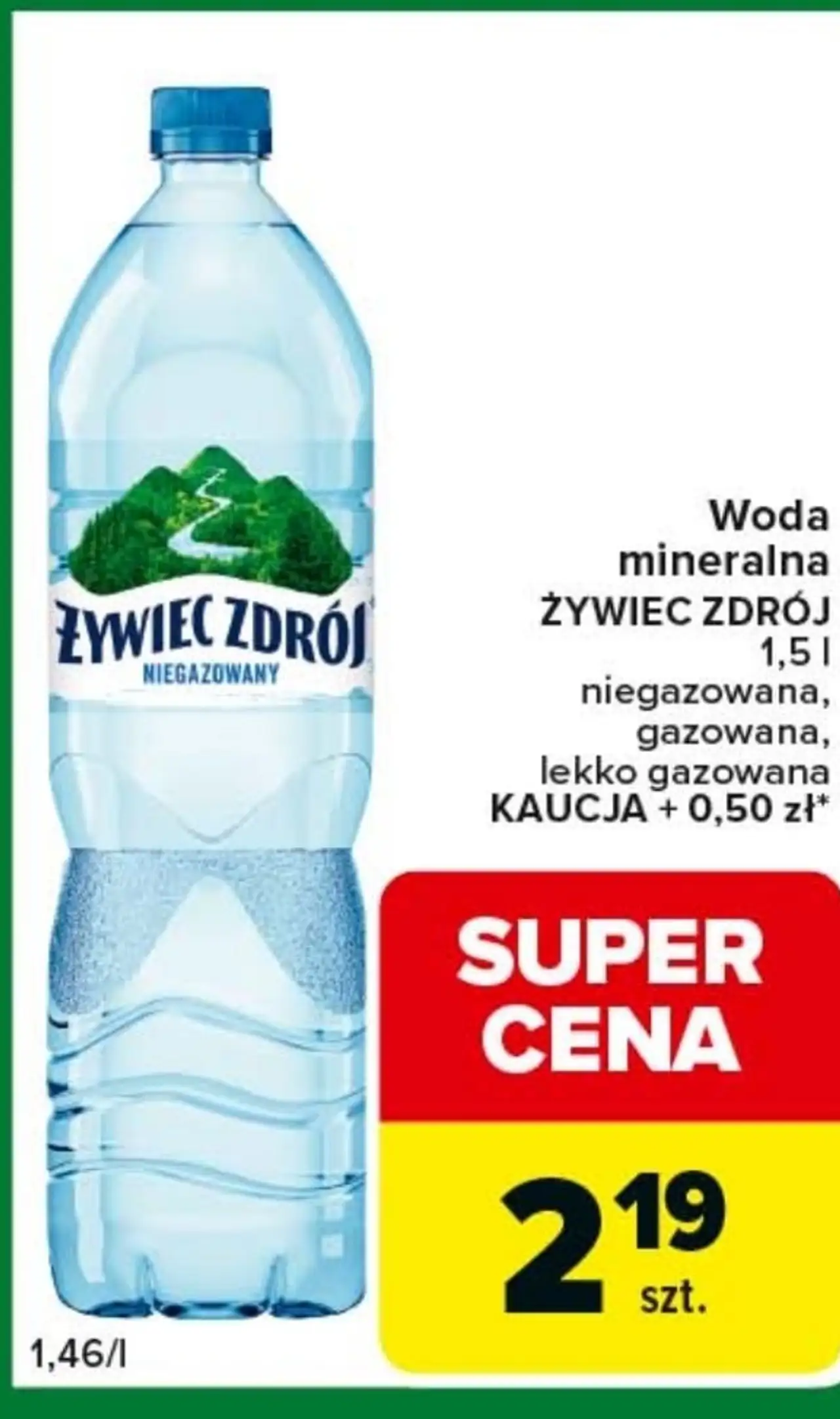 Woda mineralna ŻYWIEC ZDRÓJ 1,5 l niegazowana, gazowana, lekko gazowana