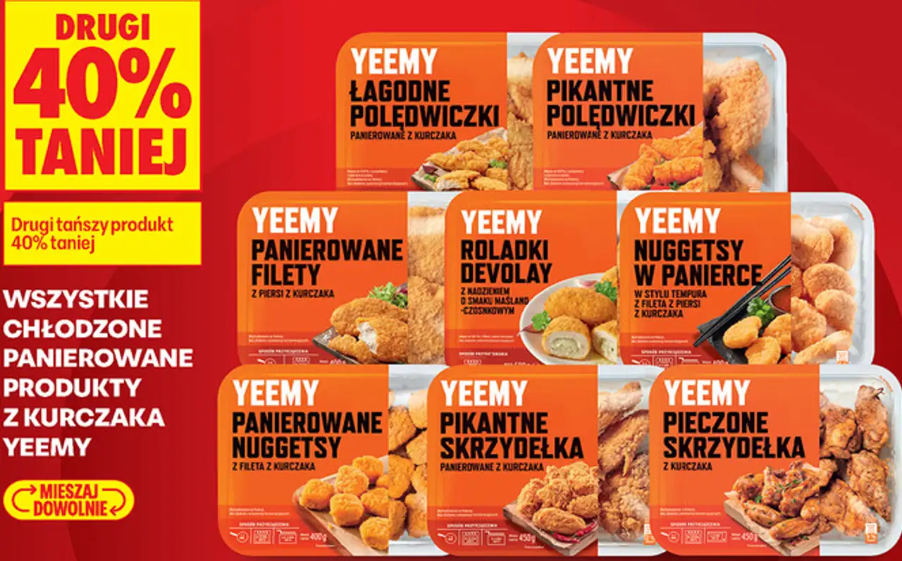 Wszystkie chłodzone panierowane produkty z kurczaka Yeemy
