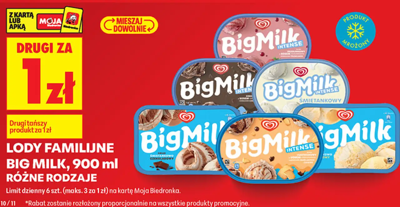 LODY FAMILIJNE BIG MILK, 900 ml RÓŻNE RODZAJE