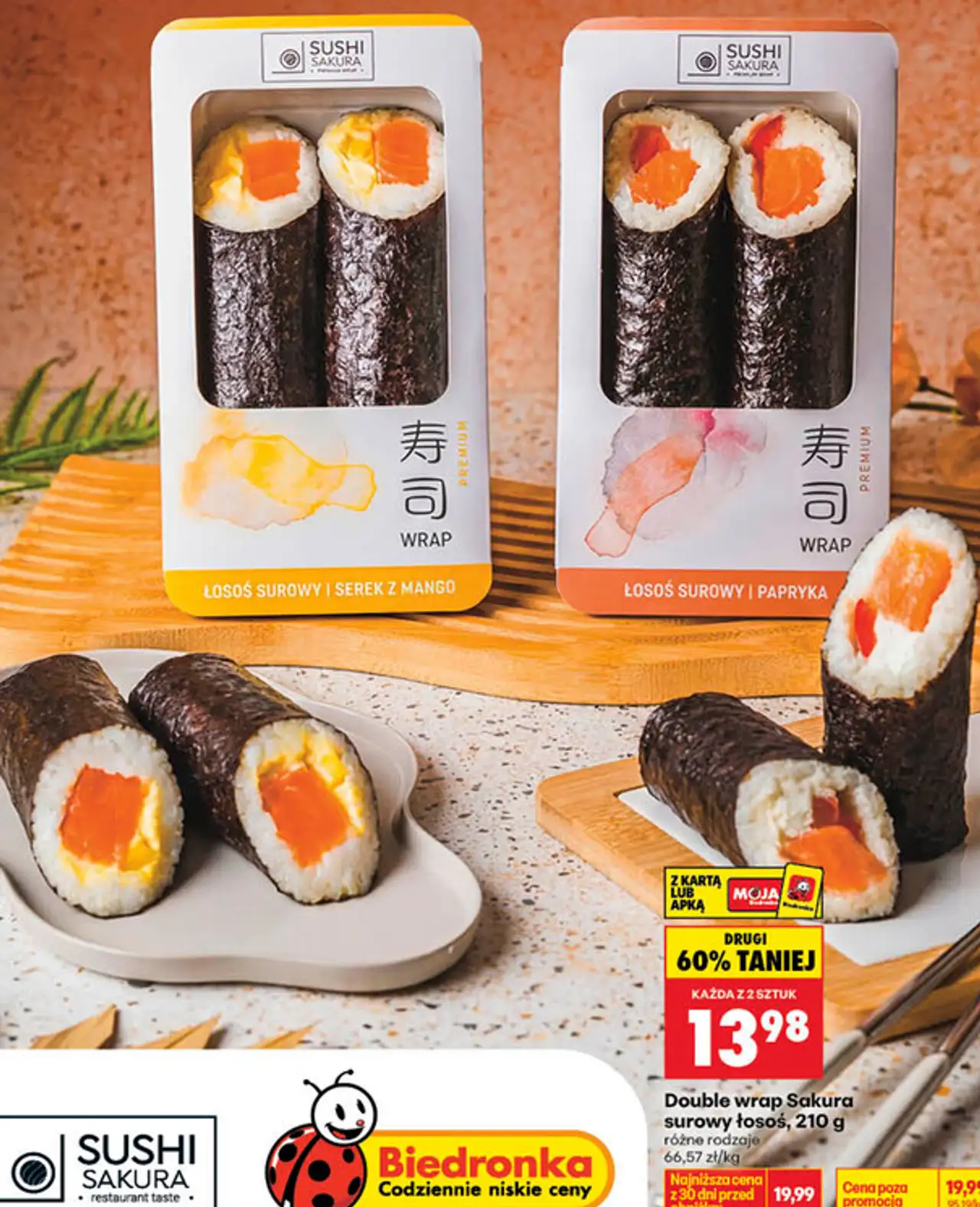 Double wrap Sakura surowy łosoś, 210 g