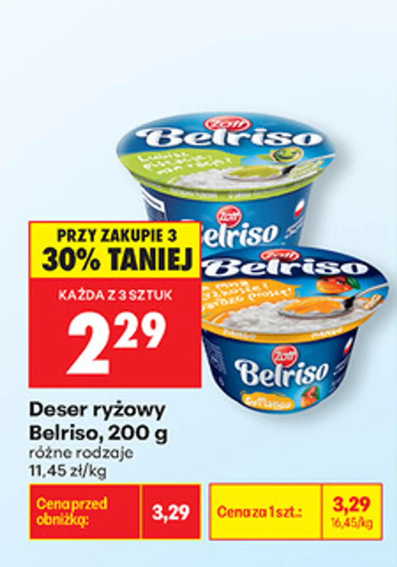 Deser ryżowy Belriso, 200 g różne rodzaje