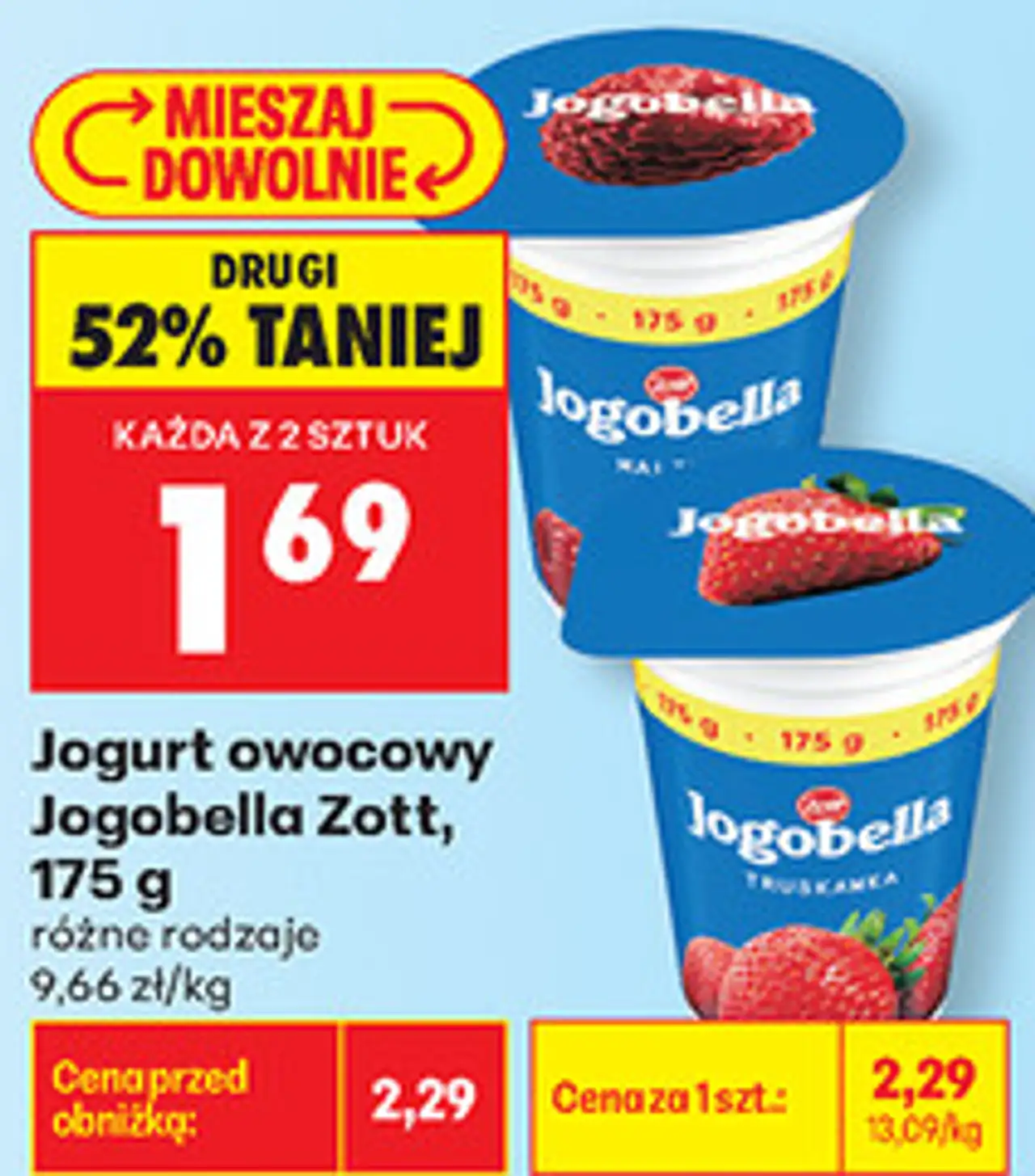 Jogurt owocowy Jogobella Zott, 175 g różne rodzaje