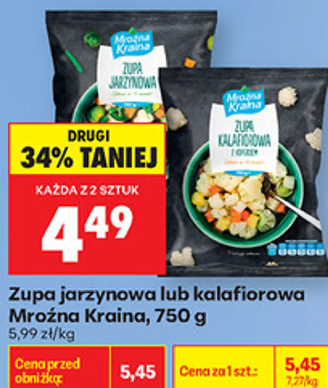 Zupa jarzynowa lub kalafiorowa Mroźna Kraina, 750 g