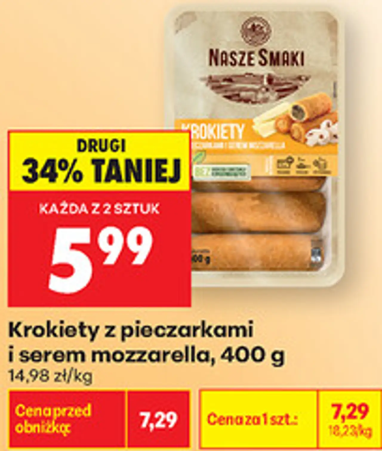 Krokiety z pieczarkami i serem mozzarella, 400 g