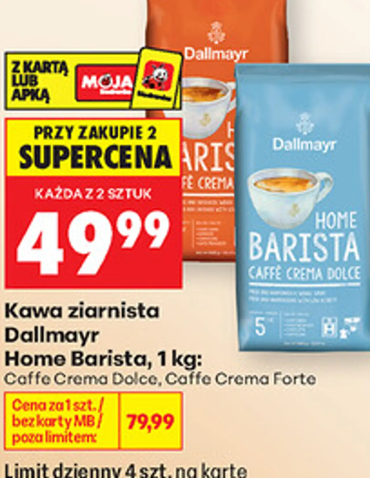 Kawa ziarnista Dallmayr Home Barista, 1 kg: Caffe Crema Dolce, Caffe Crema Forte