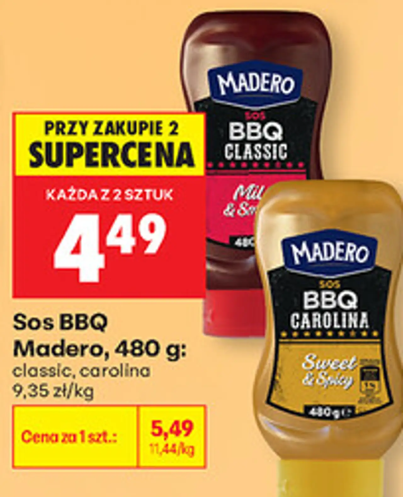 Sos BBQ Madero, 480 g: classic, carolina