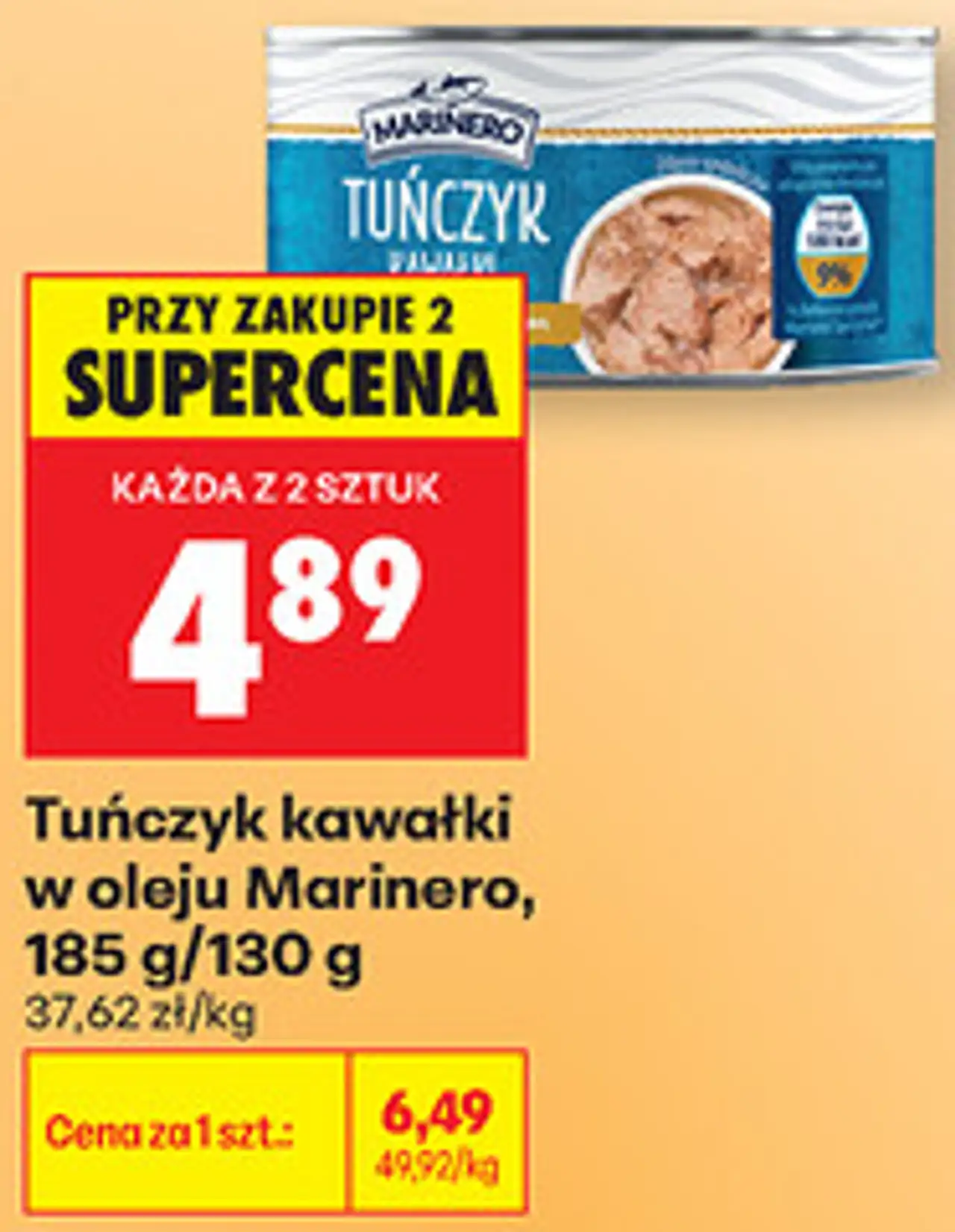 Tuńczyk kawałki w oleju Marinero, 185 g/130 g