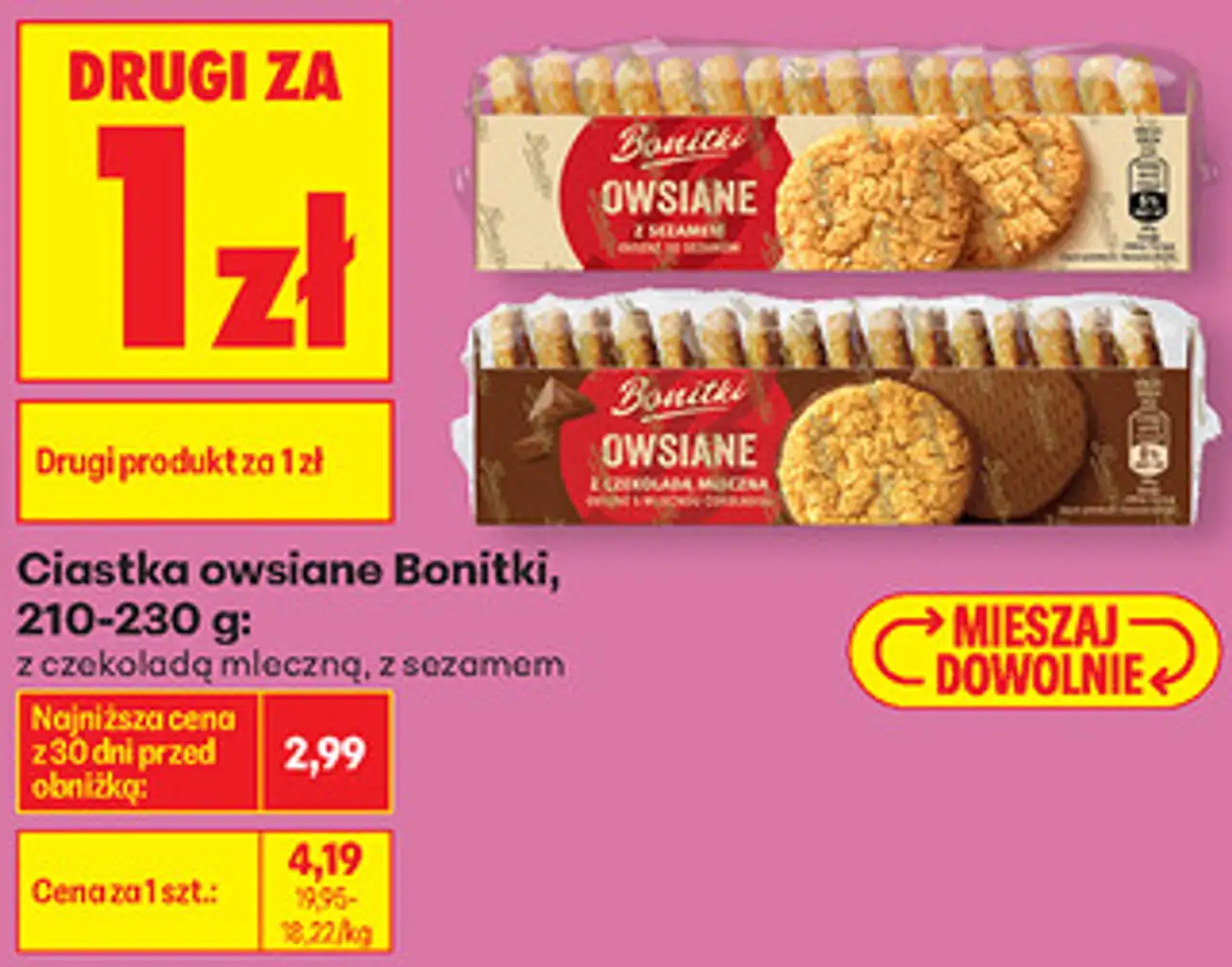 Ciastka owsiane Bonitki, 210-230 g: