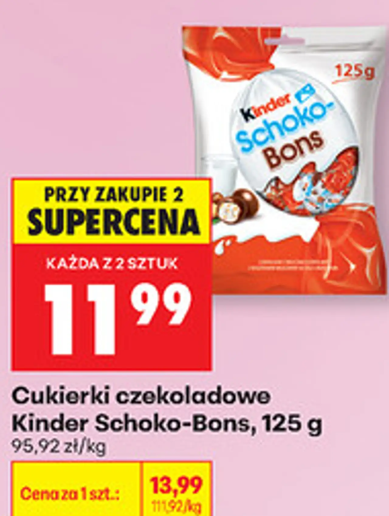 Cukierki czekoladowe Kinder Schoko-Bons, 125 g