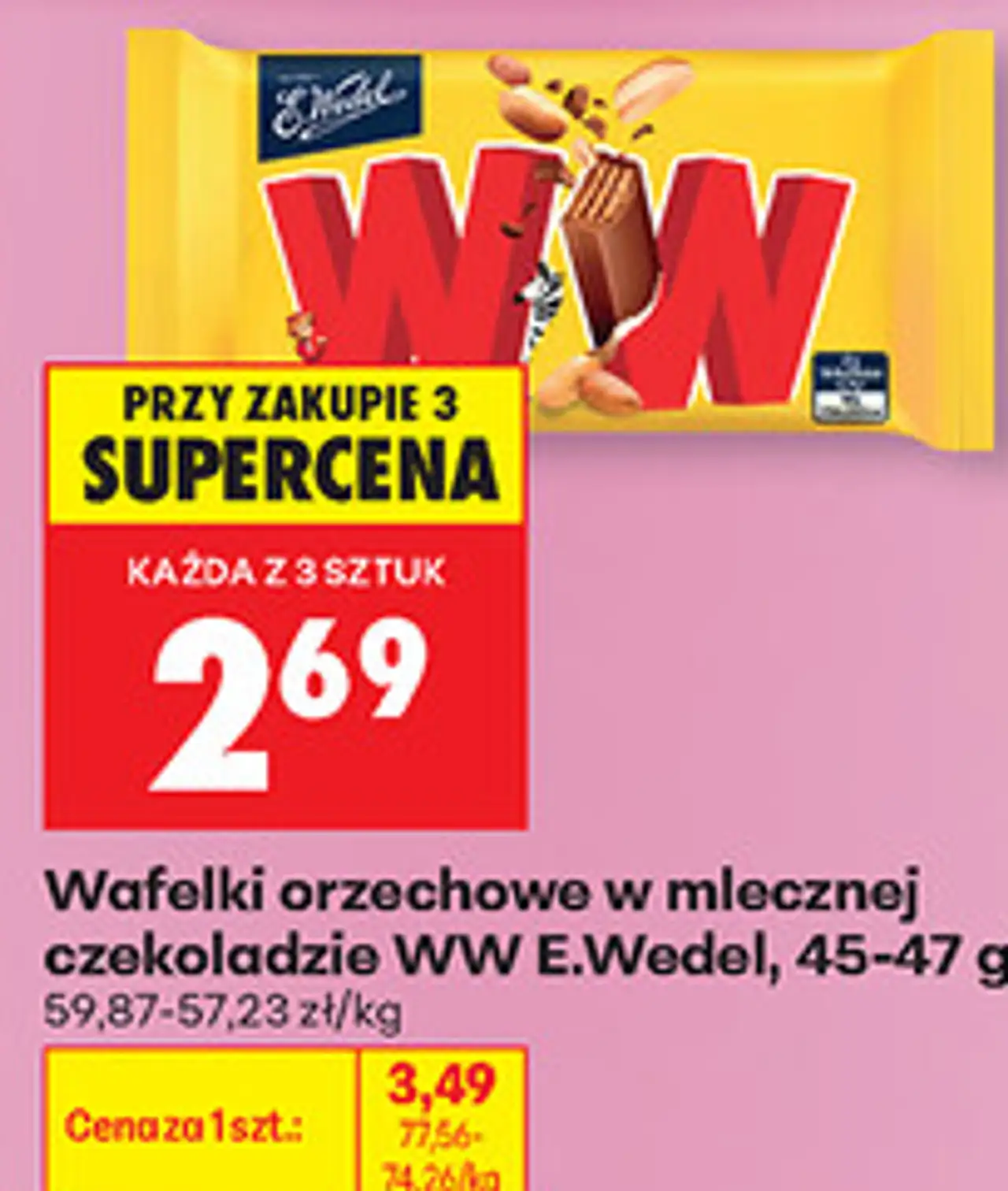 Wafelki orzechowe w mlecznej czekoladzie WW E.Wedel, 45-47 g