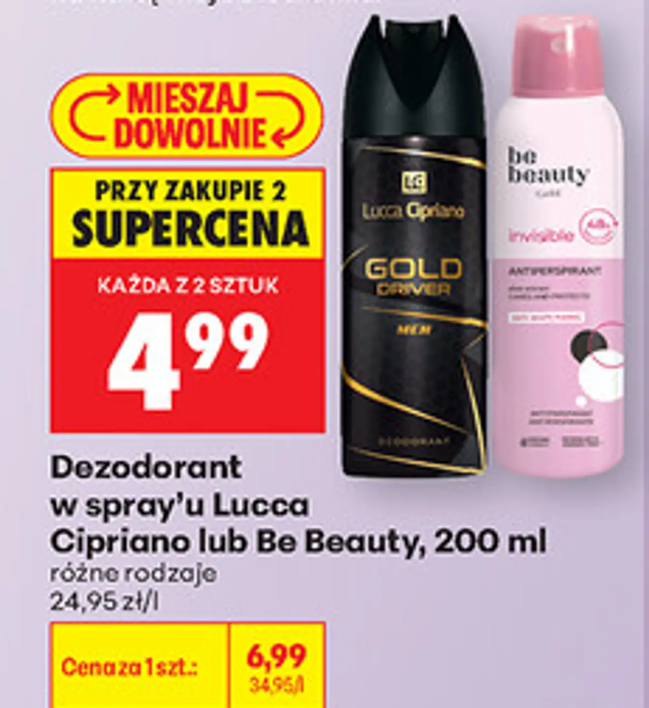 Dezodorant w spray'u Lucca Cipriano lub Be Beauty, 200 ml