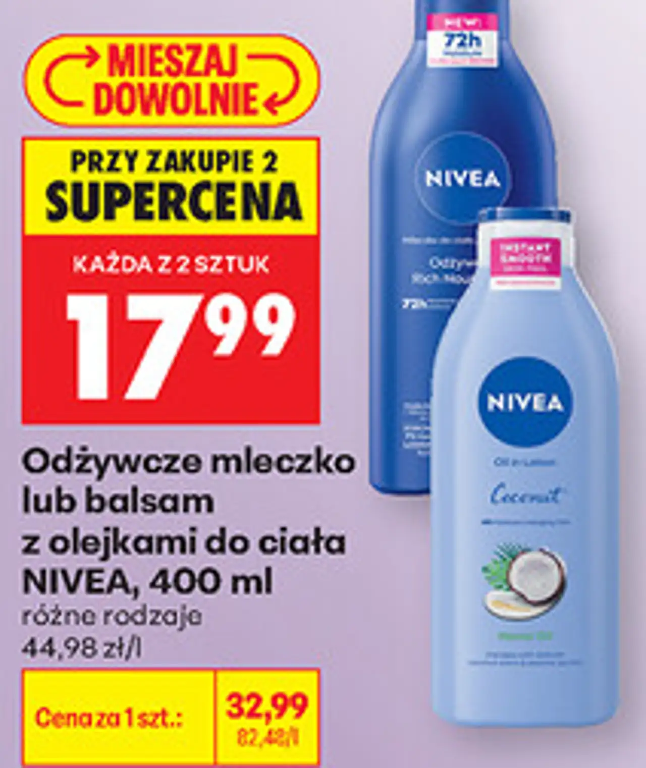 Odżywcze mleczko lub balsam z olejkami do ciała NIVEA