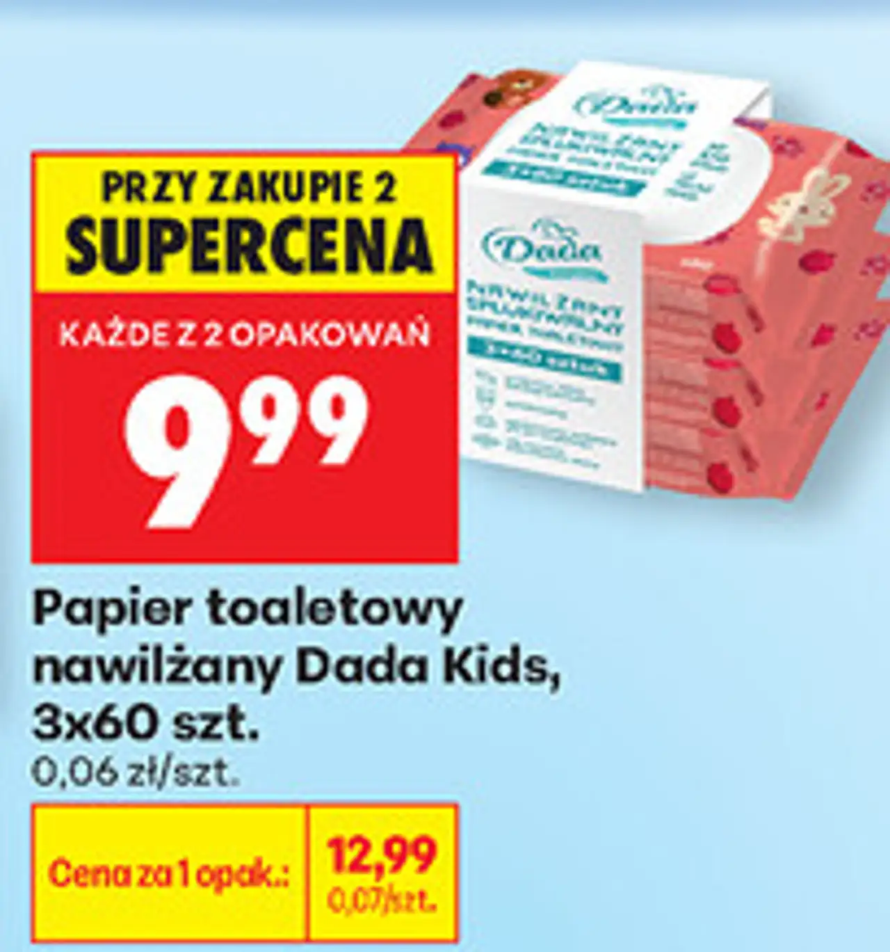 Papier toaletowy nawilżany Dada Kids, 3x60 szt.