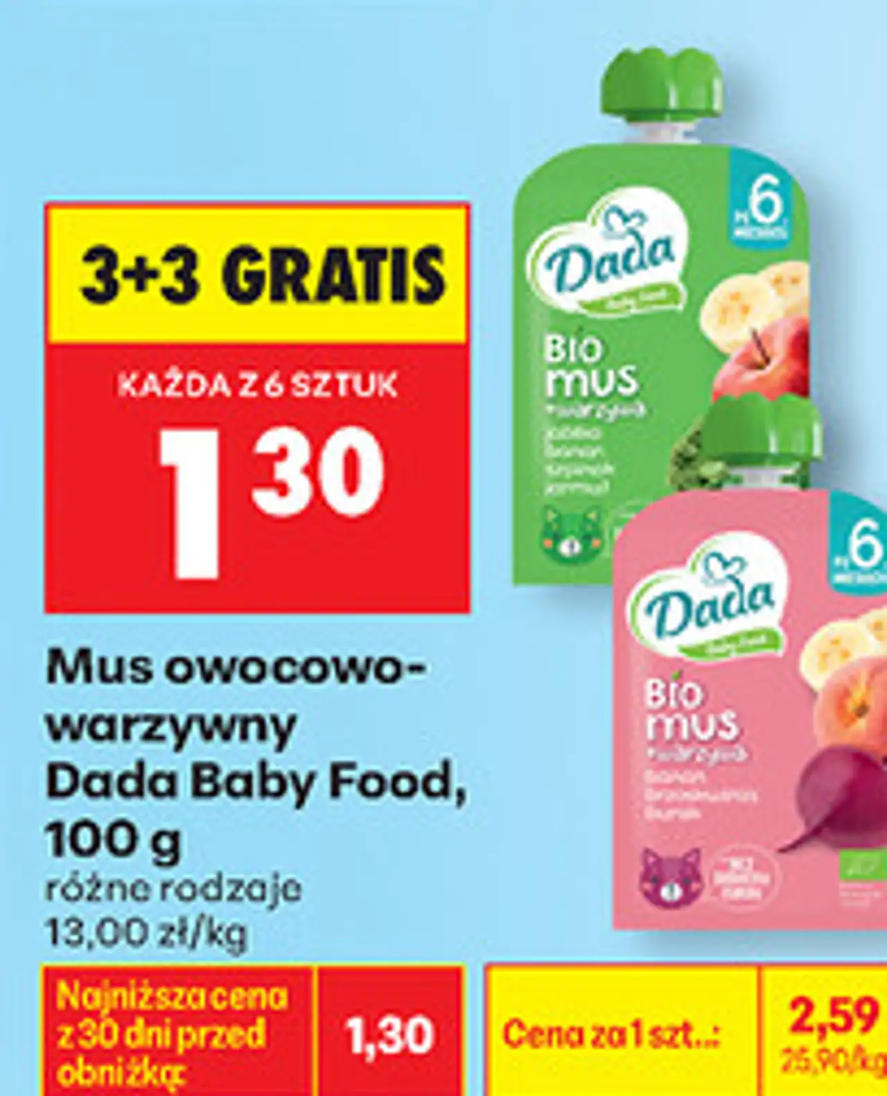Mus owocowo-warzywny Dada Baby Food, 100 g