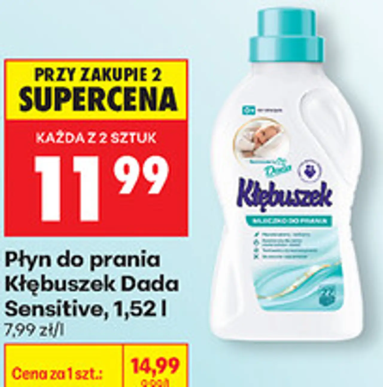Płyn do prania Kłębuszek Dada Sensitive, 1,52 l